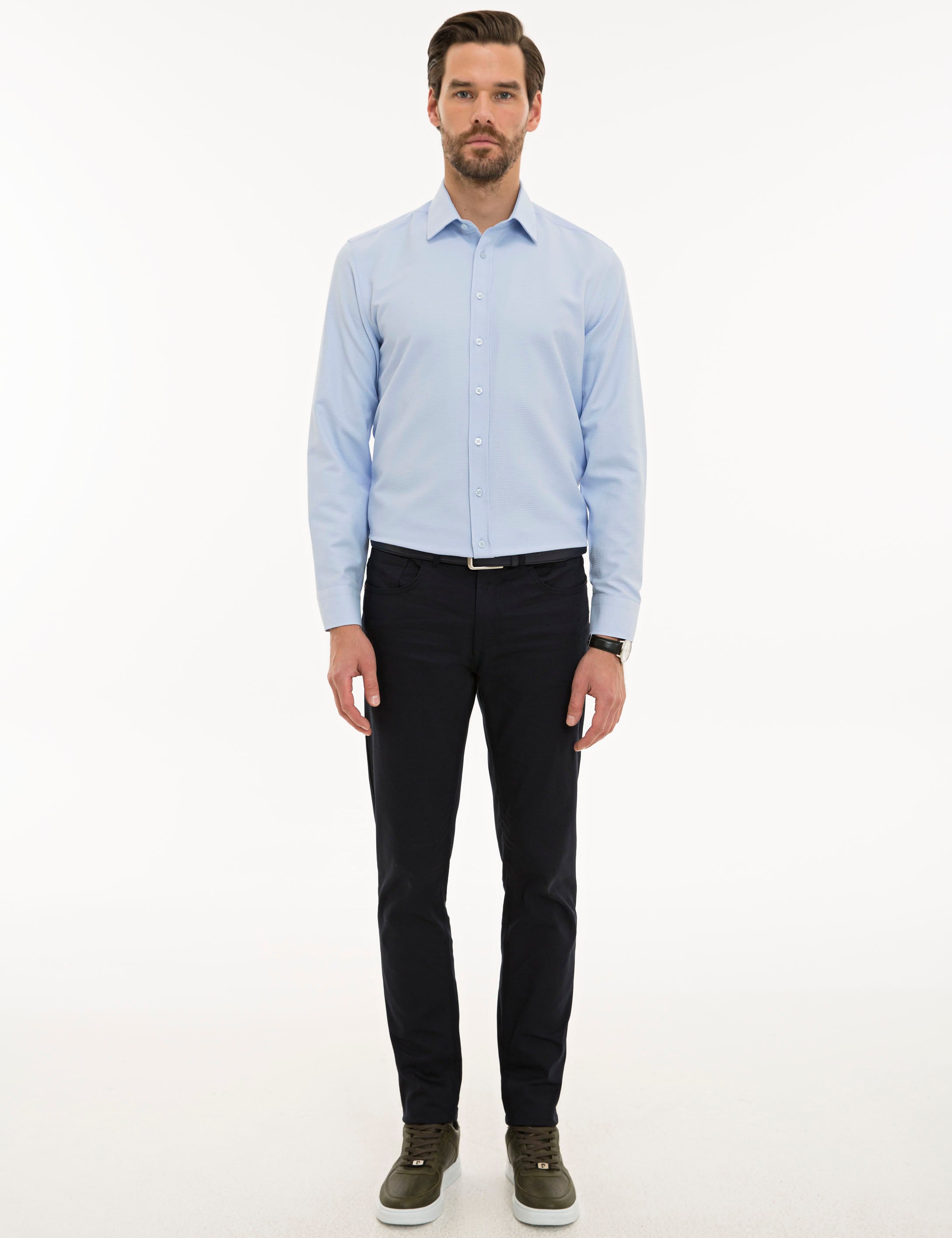 Açık Mavi Slim Fit Uzun Kollu Gömlek