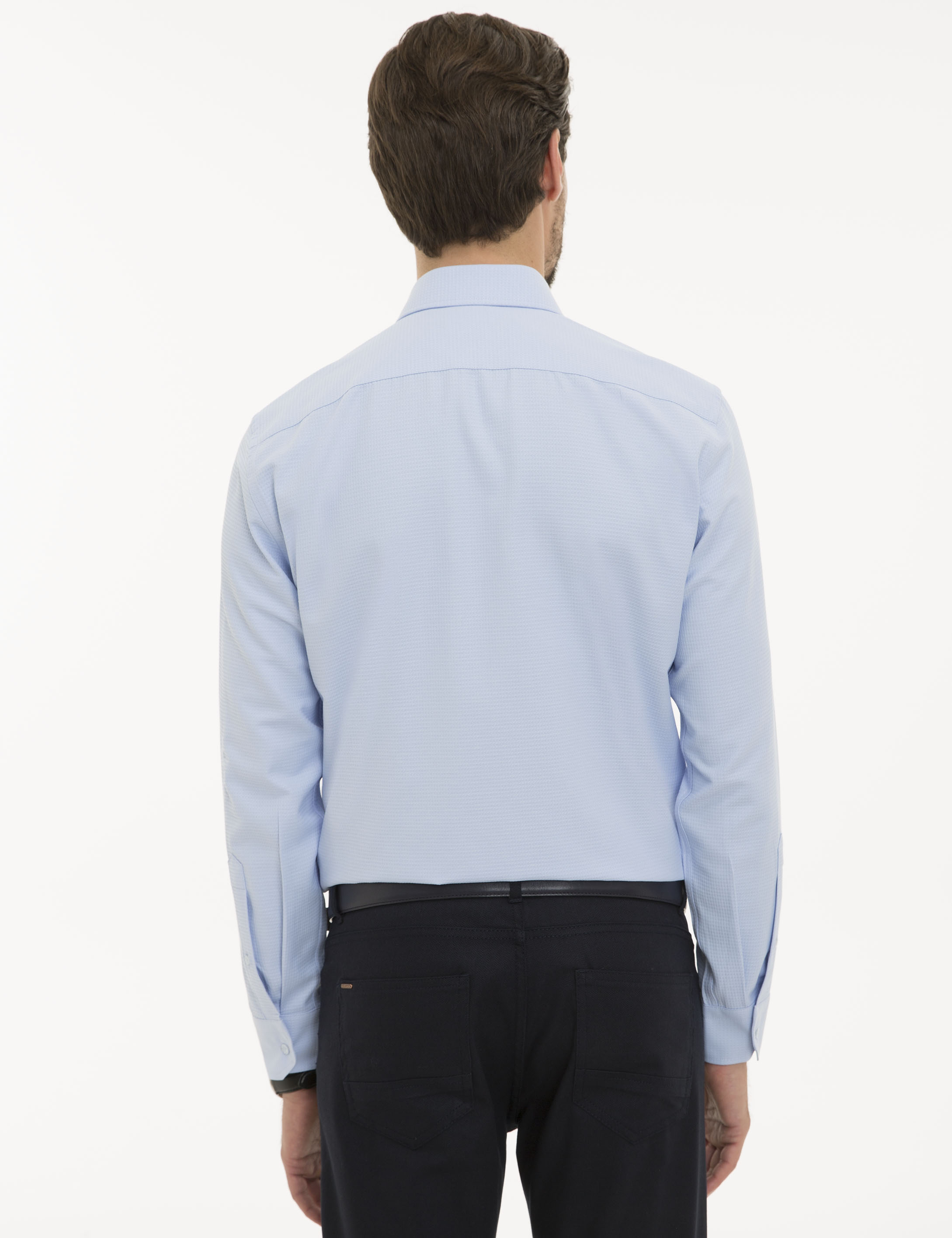 Açık Mavi Slim Fit Uzun Kollu Gömlek
