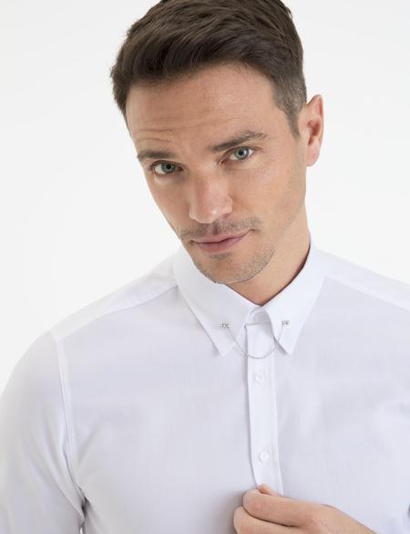 Beyaz Slim Fit Smokin Gömlek - 50230372008