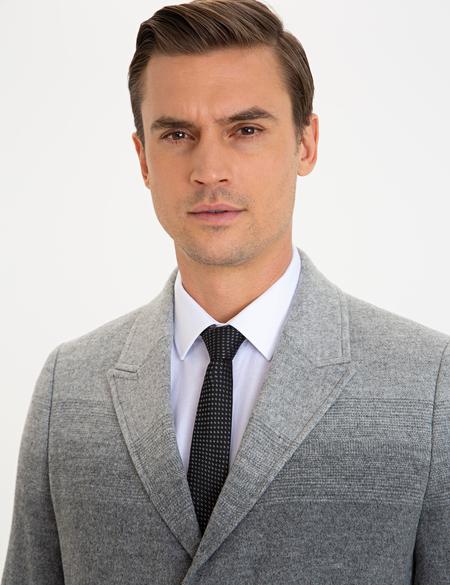 Gri Slim Fit Kaşe Kaban - 50230253002