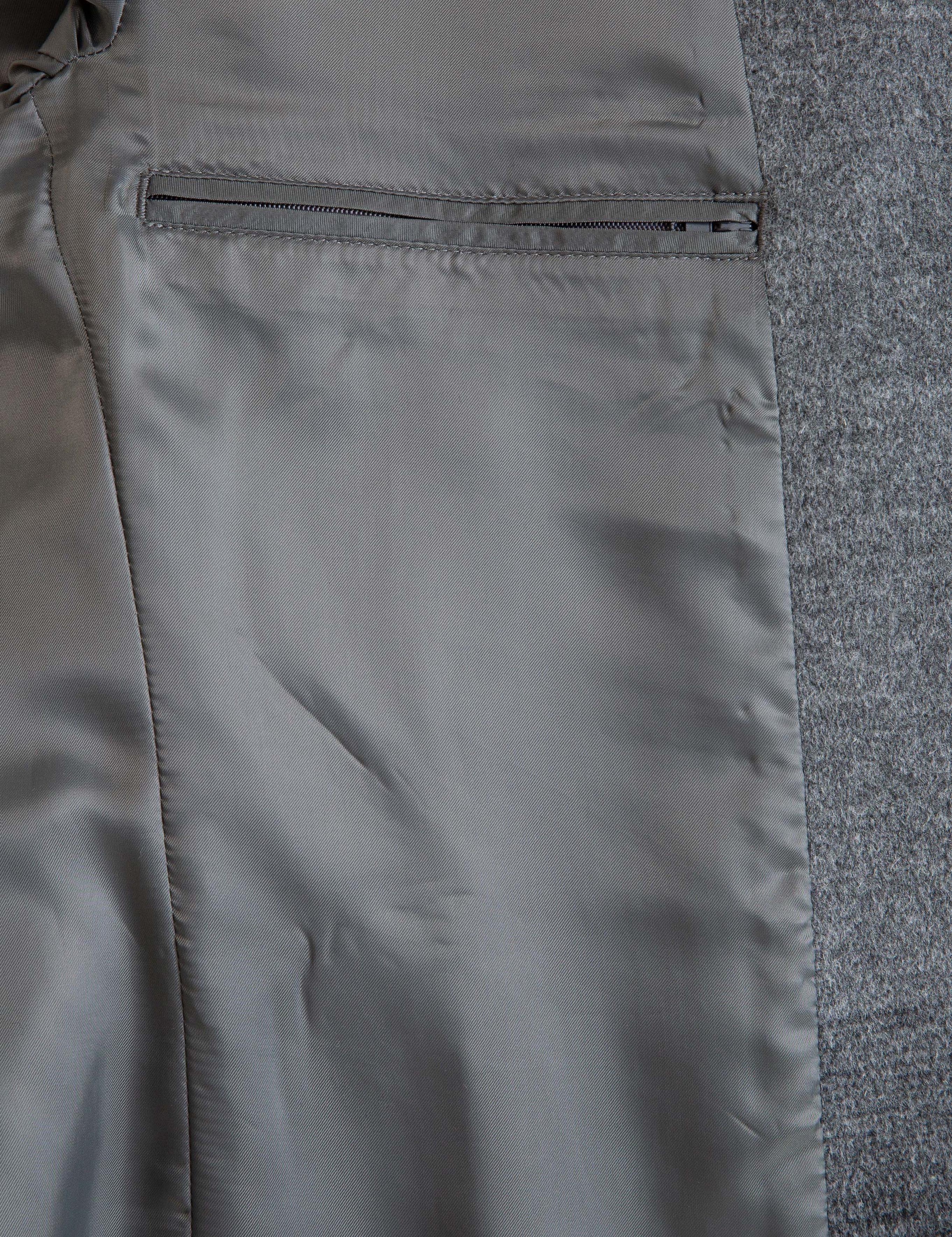 Gri Slim Fit Kaşe Kaban