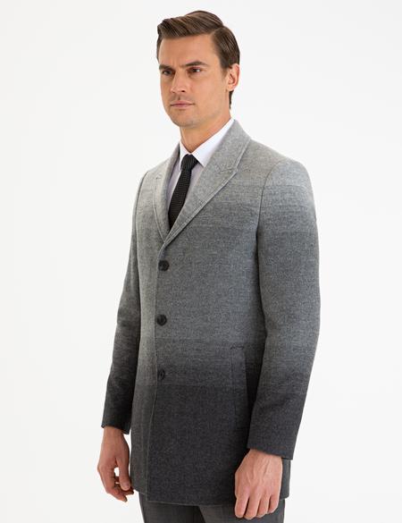 Gri Slim Fit Kaşe Kaban - 50230253002