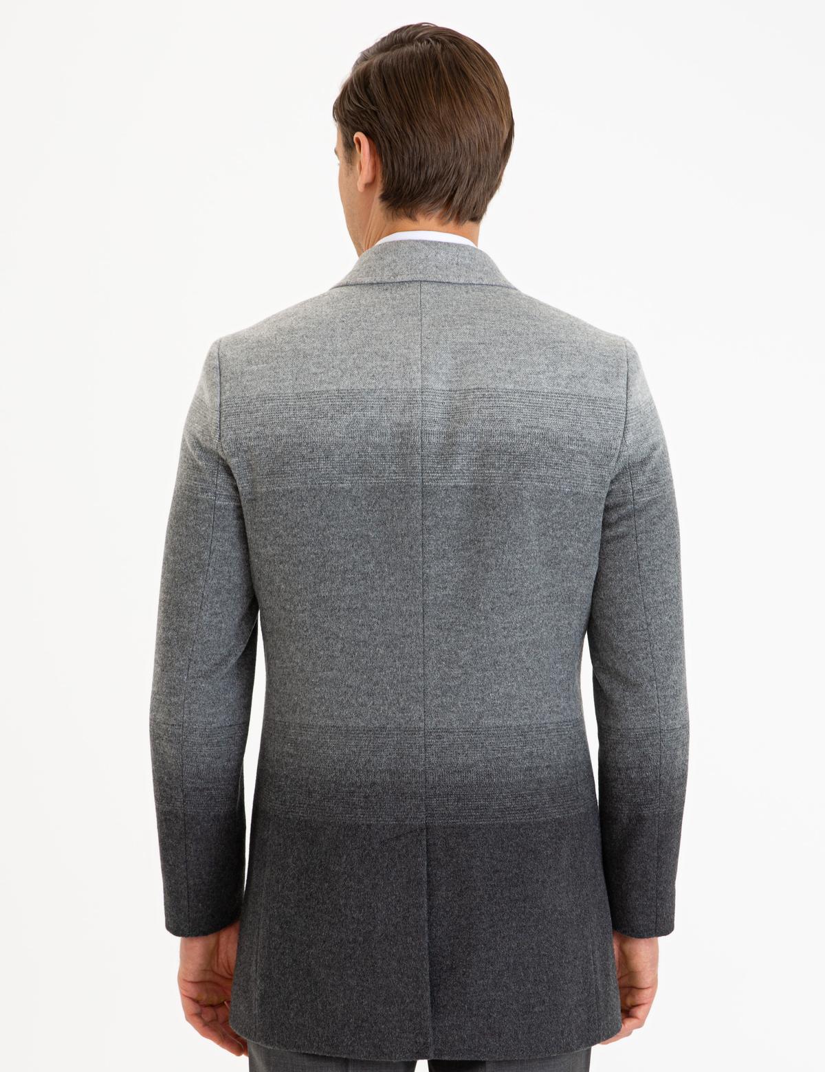 Gri Slim Fit Kaşe Kaban - 50230253002