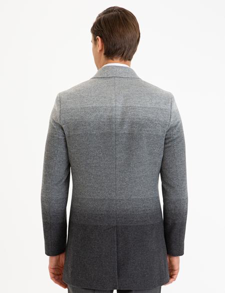 Gri Slim Fit Kaşe Kaban - 50230253002