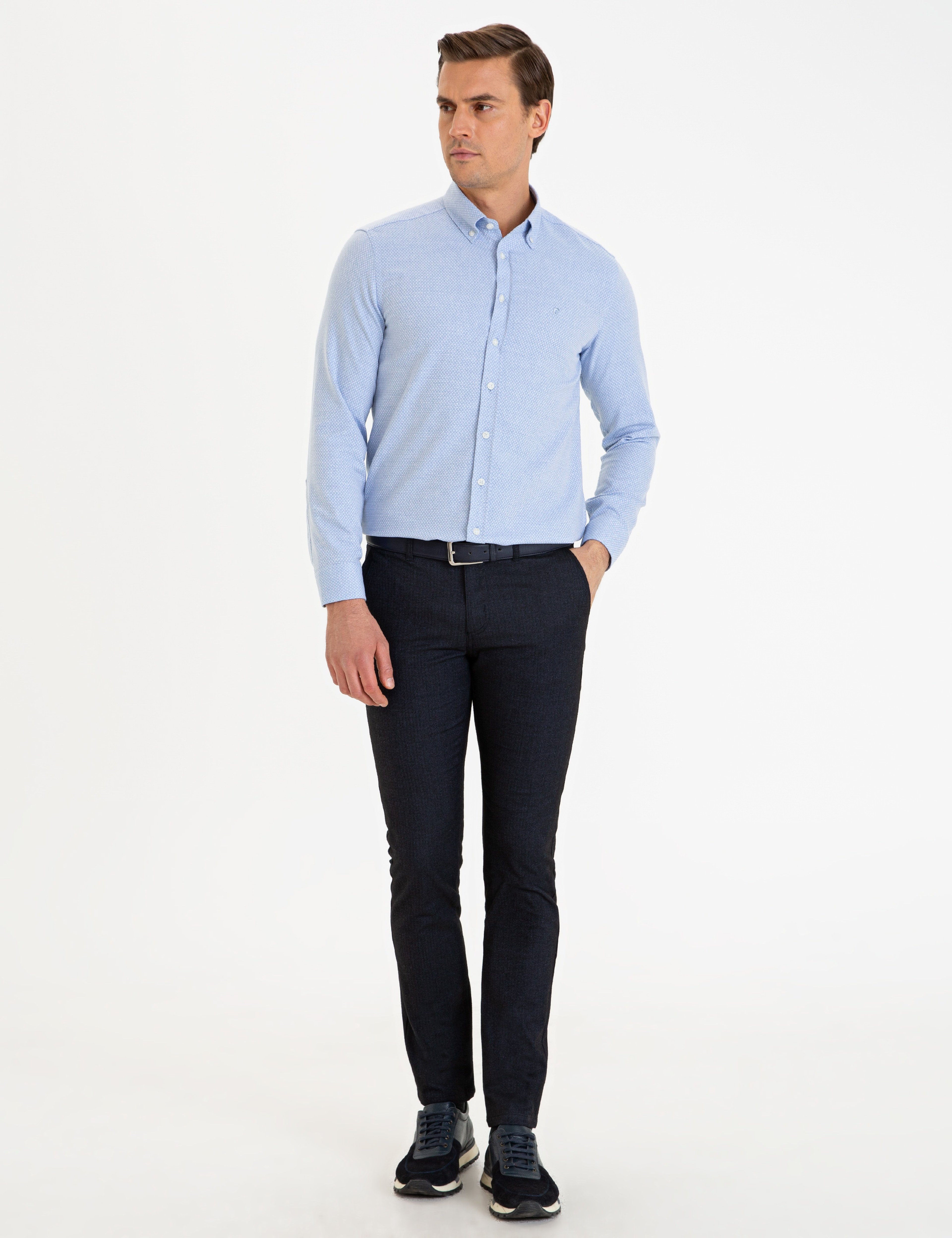 Açık Mavi Slim Fit Gömlek - Image 4