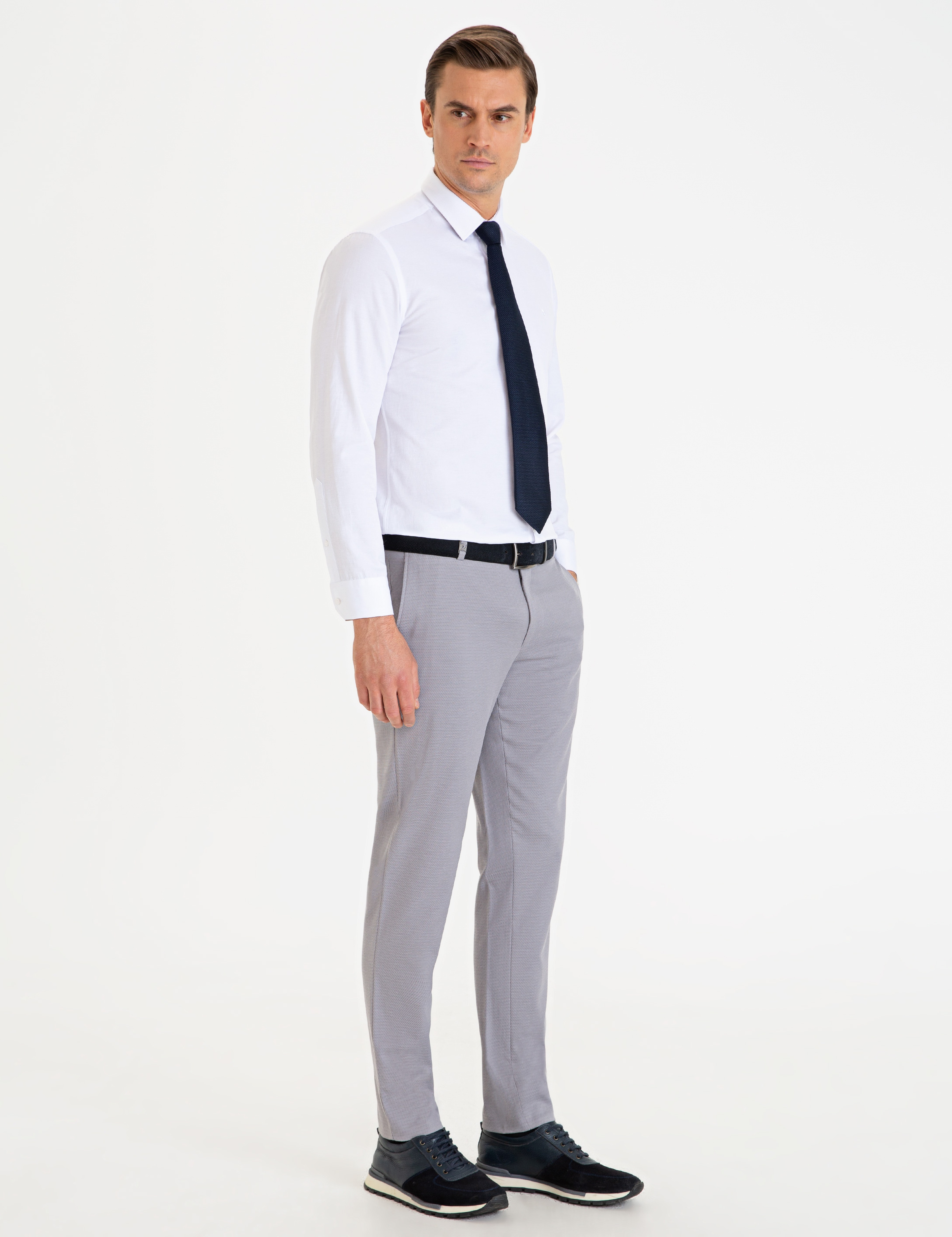 Gri Ekstra Slim Fit Pantolon - Image 2