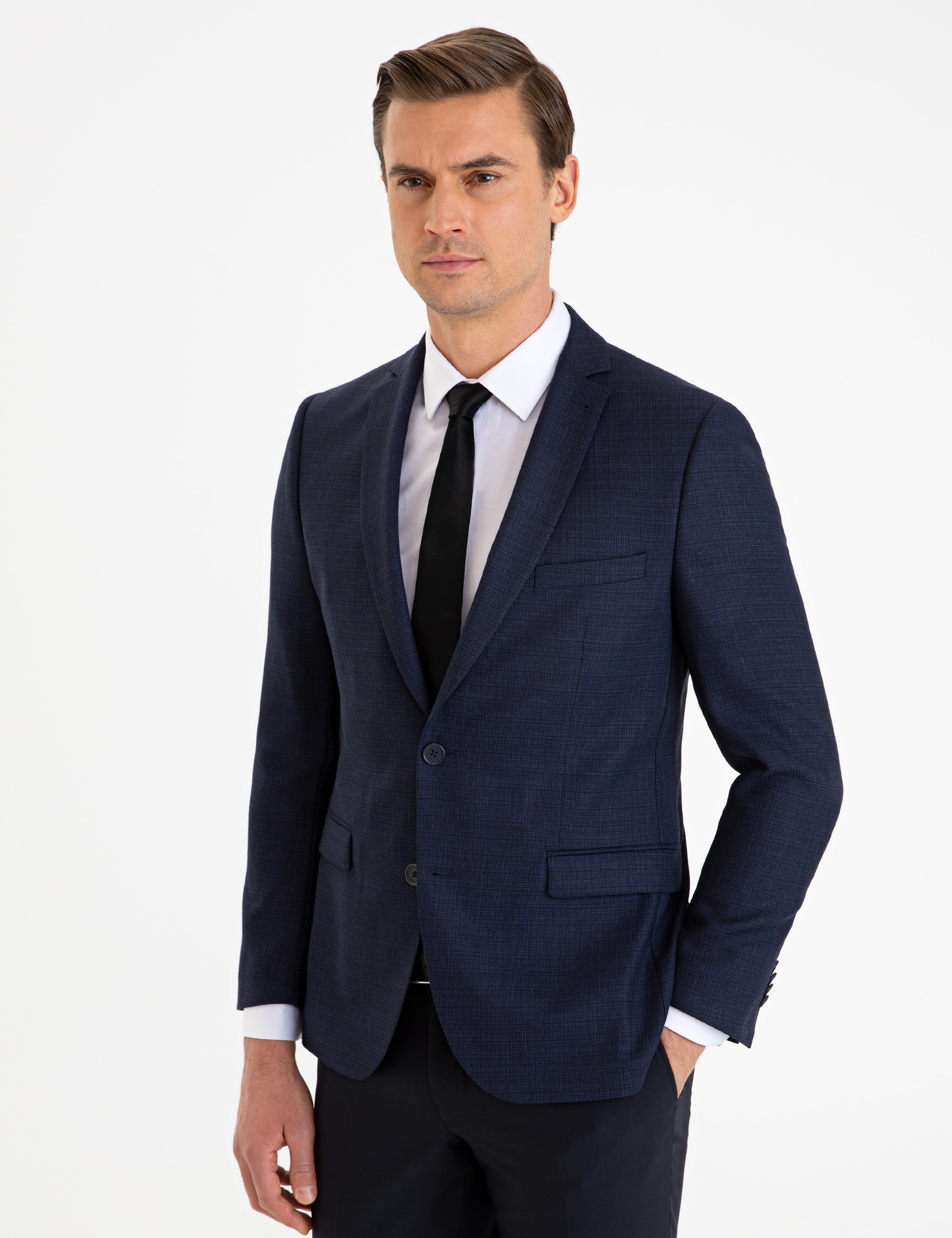 Lacivert Ekstra Slim Fit Ceket - Image 3
