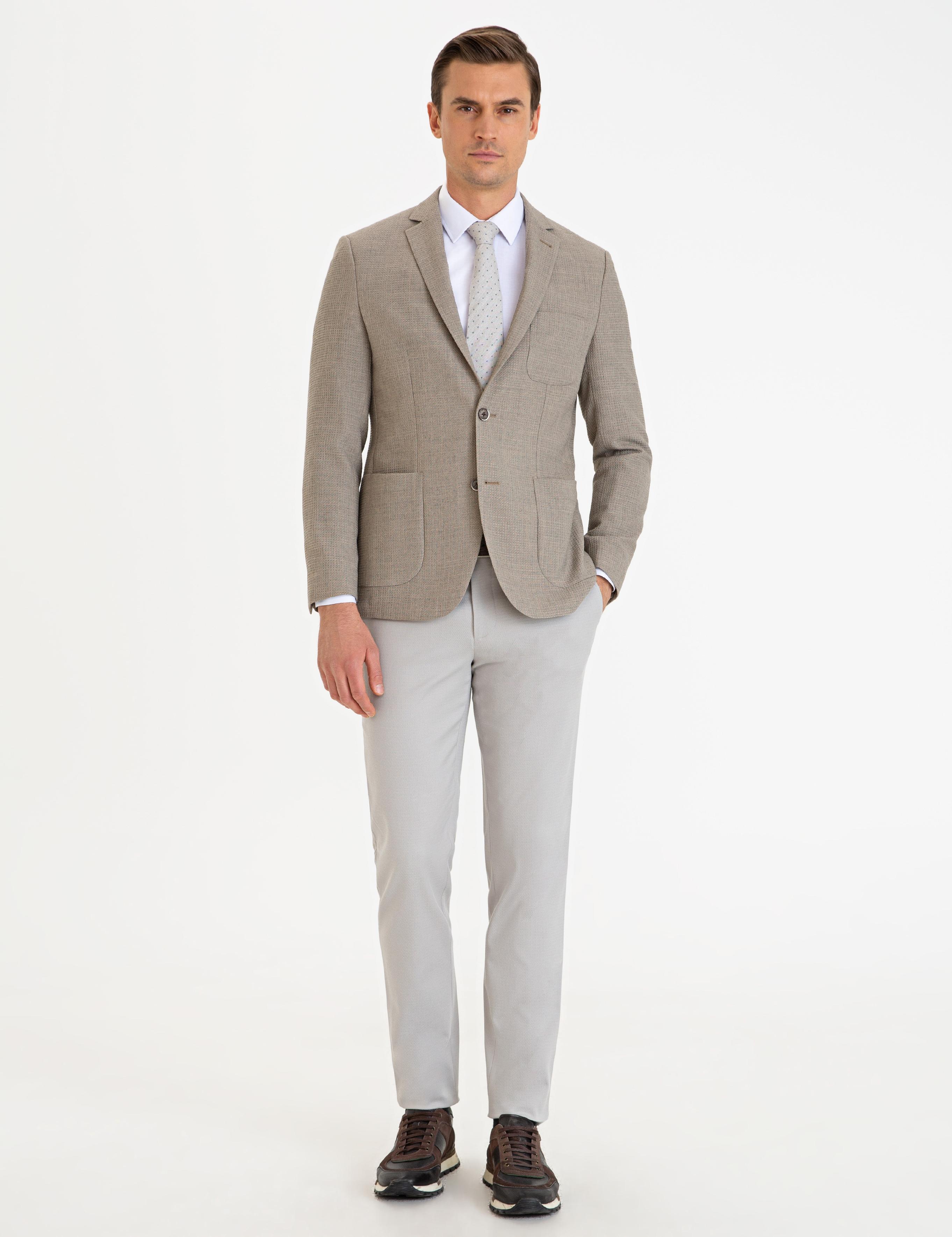 Açık Kahverengi Slim Fit Ceket