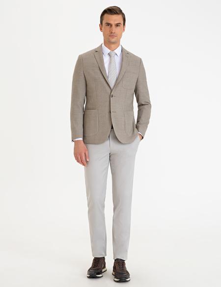 Açık Kahverengi Slim Fit Ceket - 50205359086