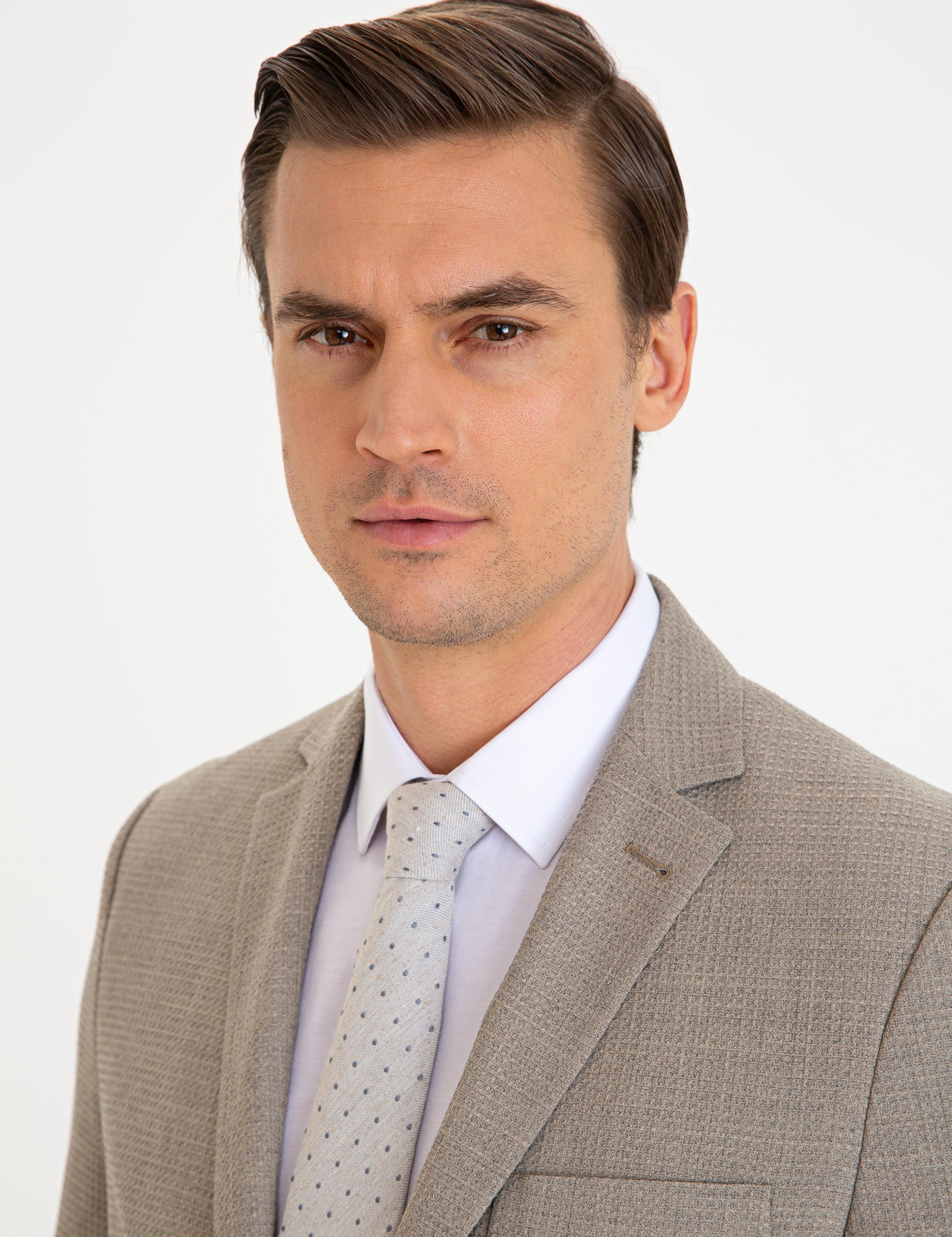 Açık Kahverengi Slim Fit Ceket