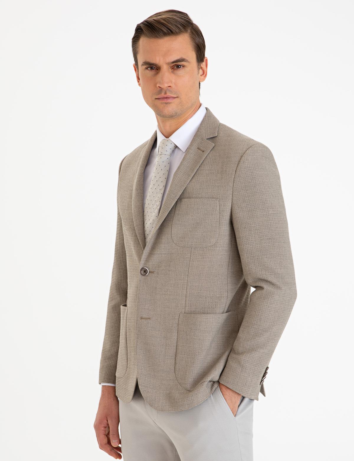 Açık Kahverengi Slim Fit Ceket - 50205359086