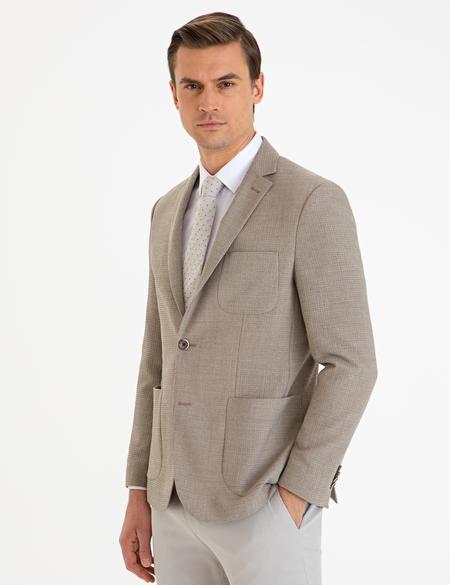 Açık Kahverengi Slim Fit Ceket - 50205359086