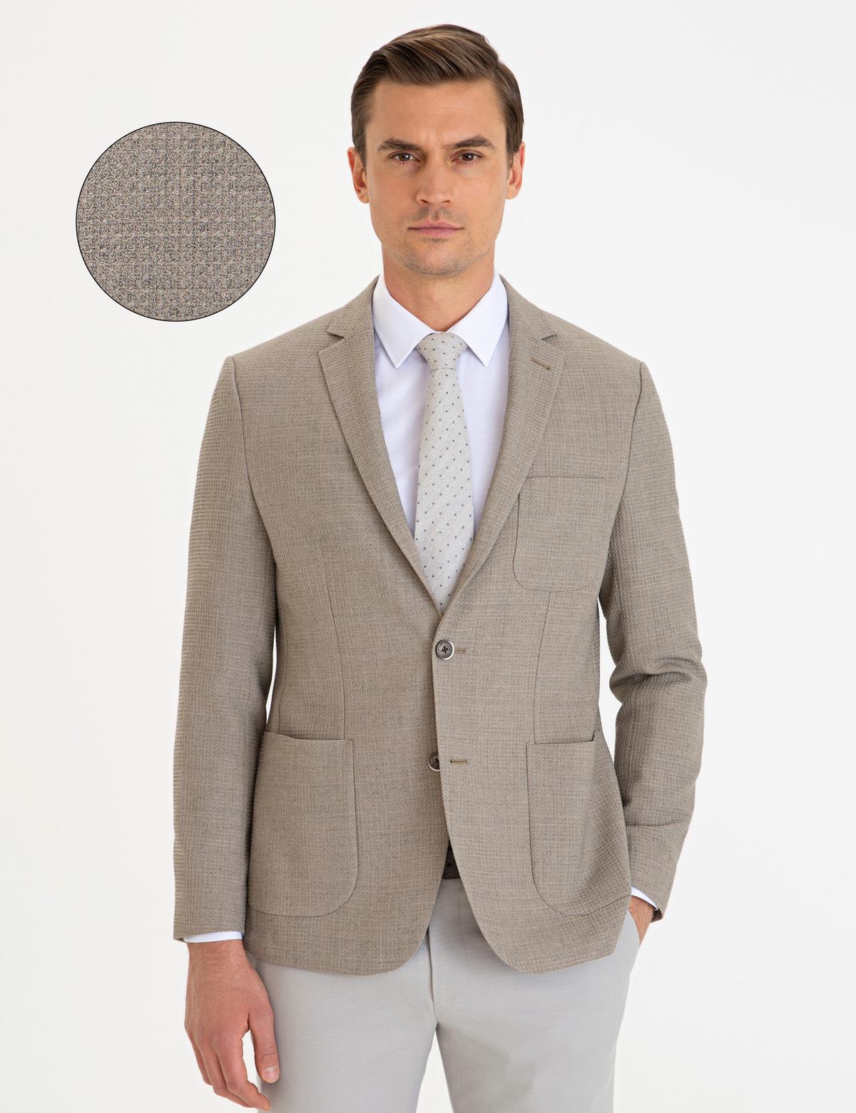 Açık Kahverengi Slim Fit Ceket