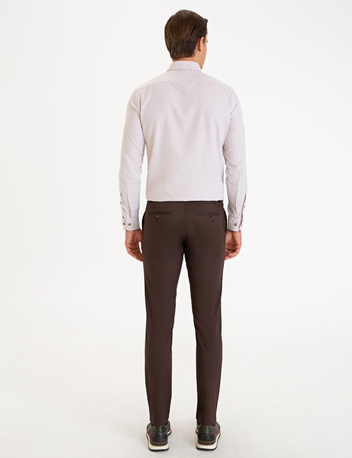 Kahverengi Slim Fit Kanvas Pantolon - 50227424152