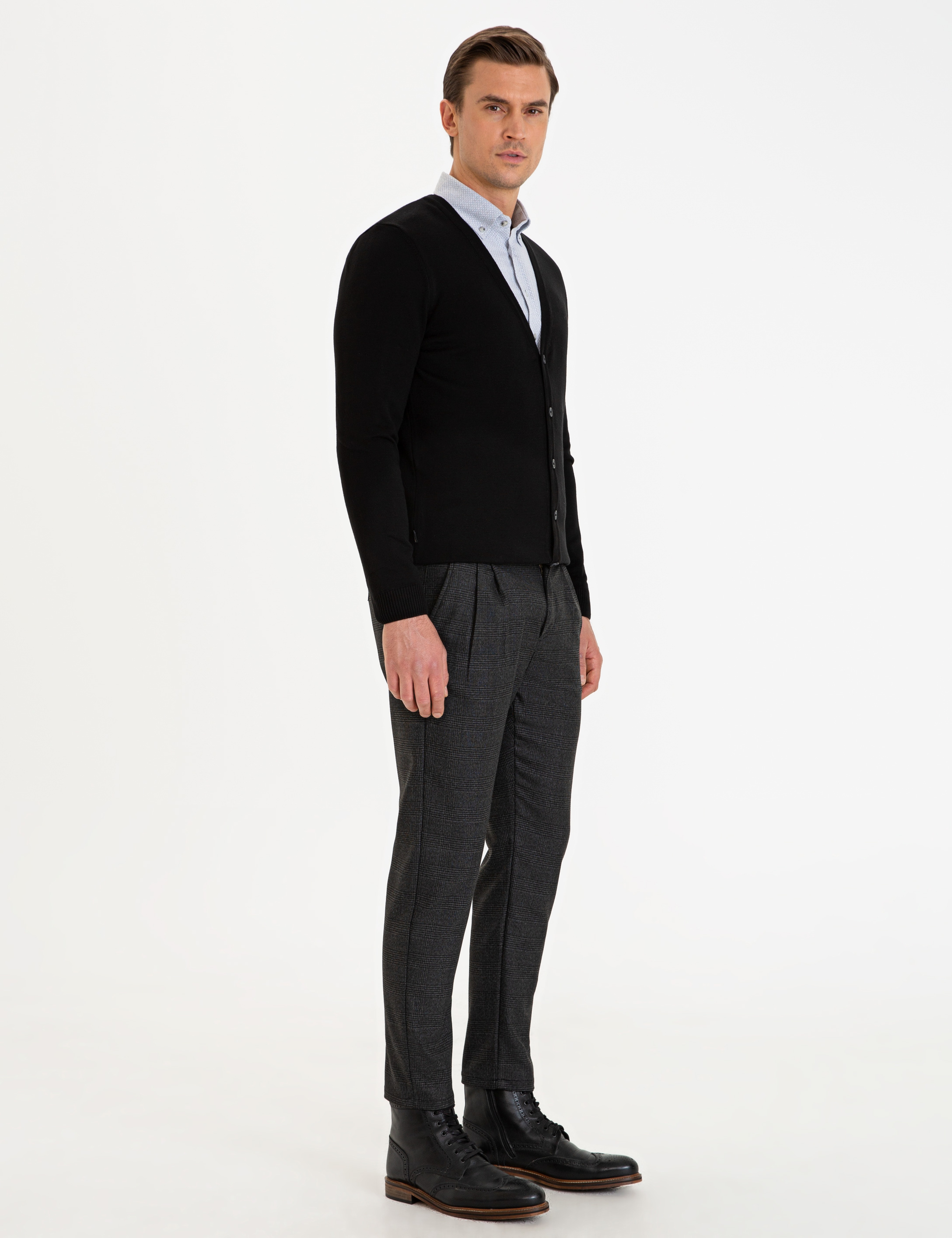 Gri Carrot Fit Kanvas Pantolon