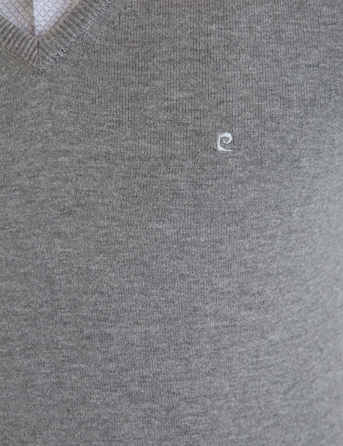 Gri Melanj Slim Fit V Yaka Basic Triko Kazak - 50229214103