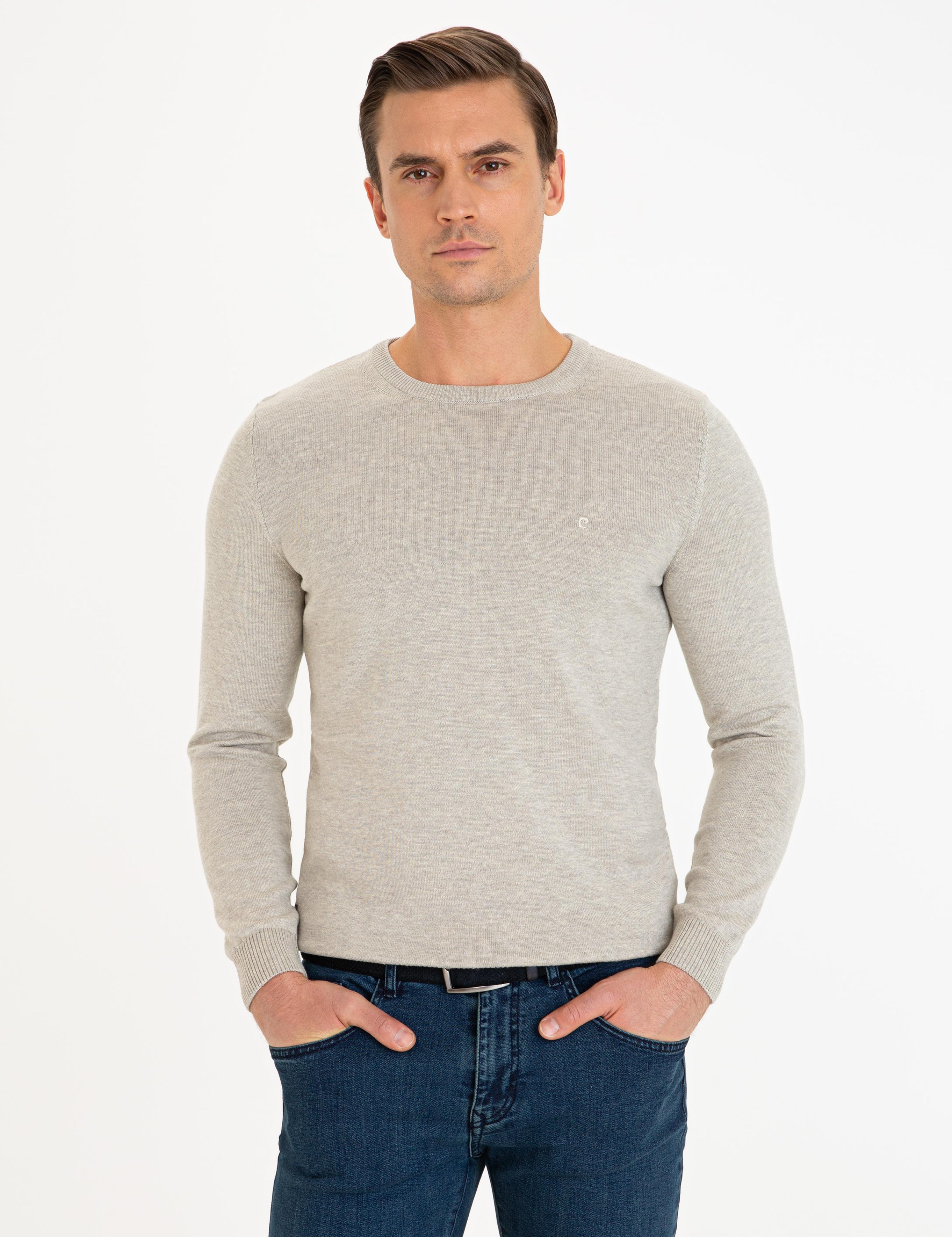 Kum Melanj Slim Fit Bisiklet Yaka Basic Triko Kazak