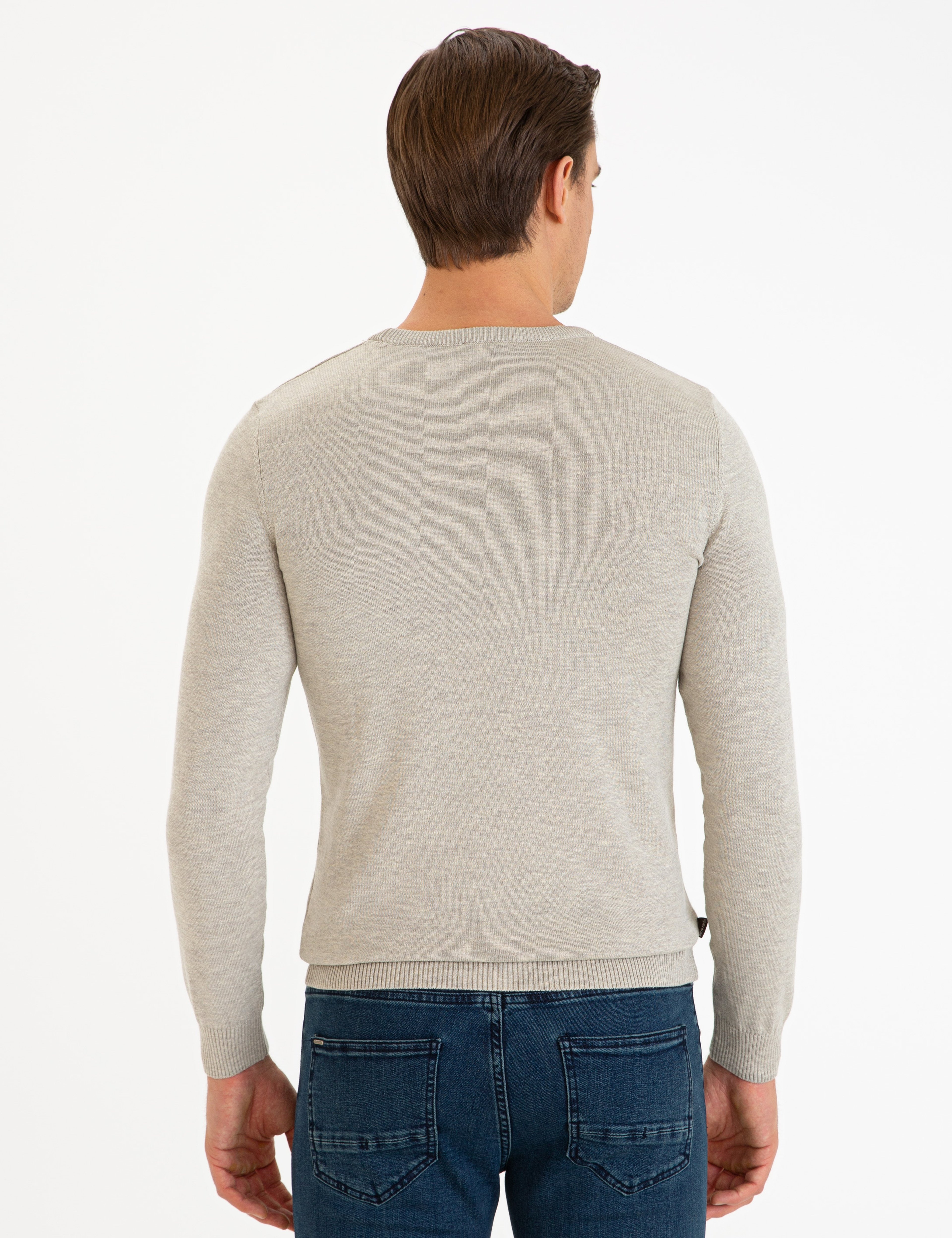 Kum Melanj Slim Fit Bisiklet Yaka Basic Triko Kazak - Image 4