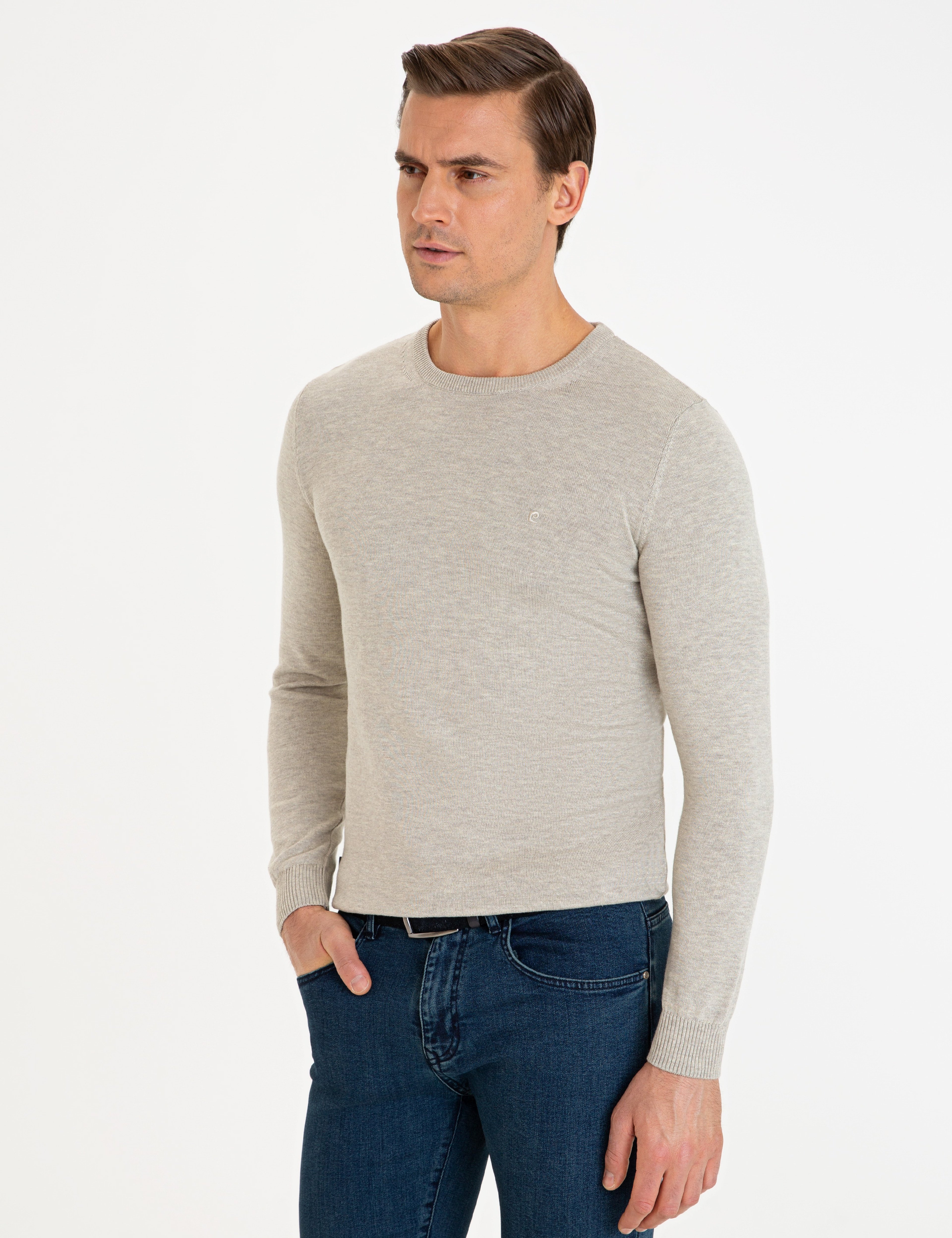 Kum Melanj Slim Fit Bisiklet Yaka Basic Triko Kazak - Image 3
