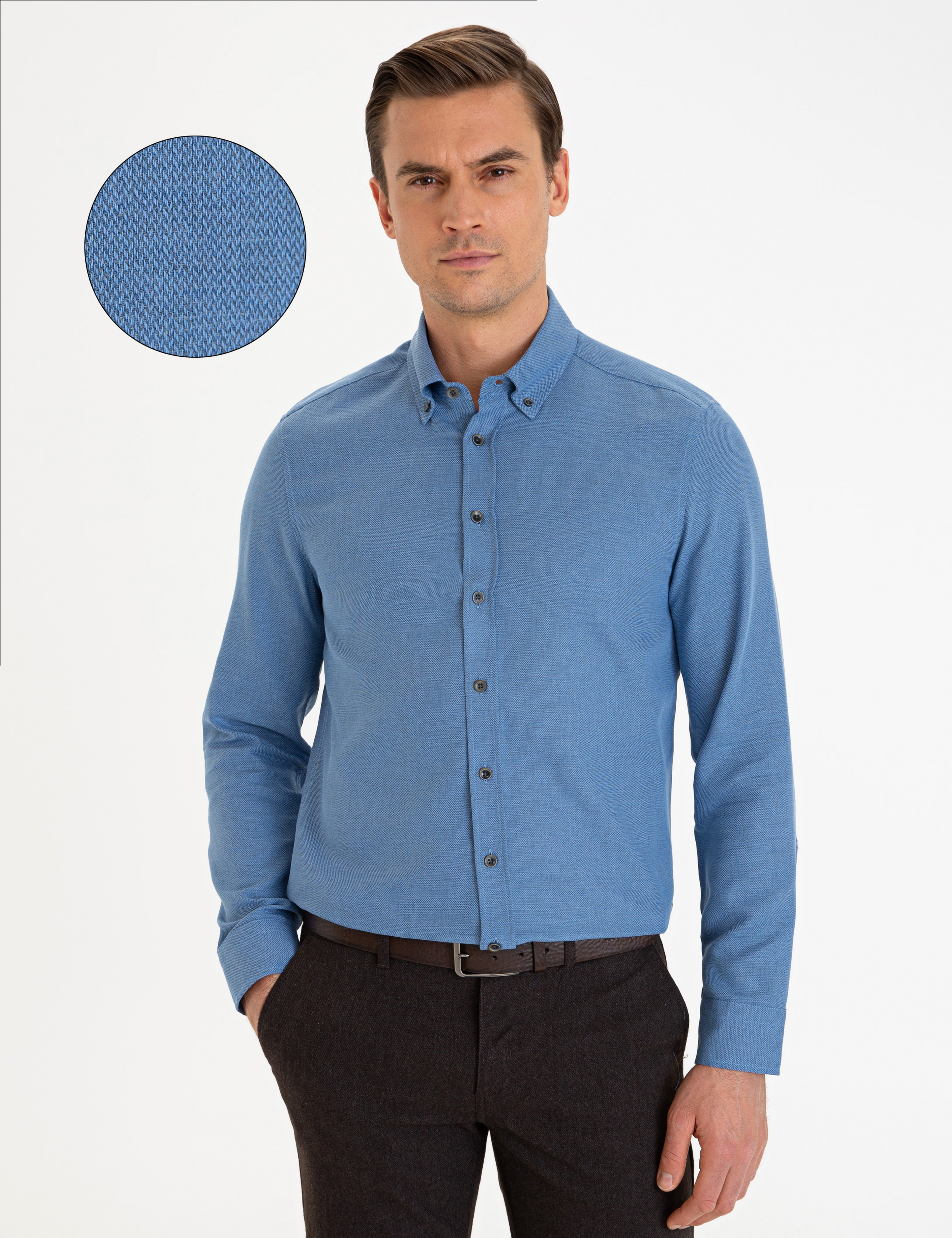 Lacivert Slim Fit Gömlek - Image 1
