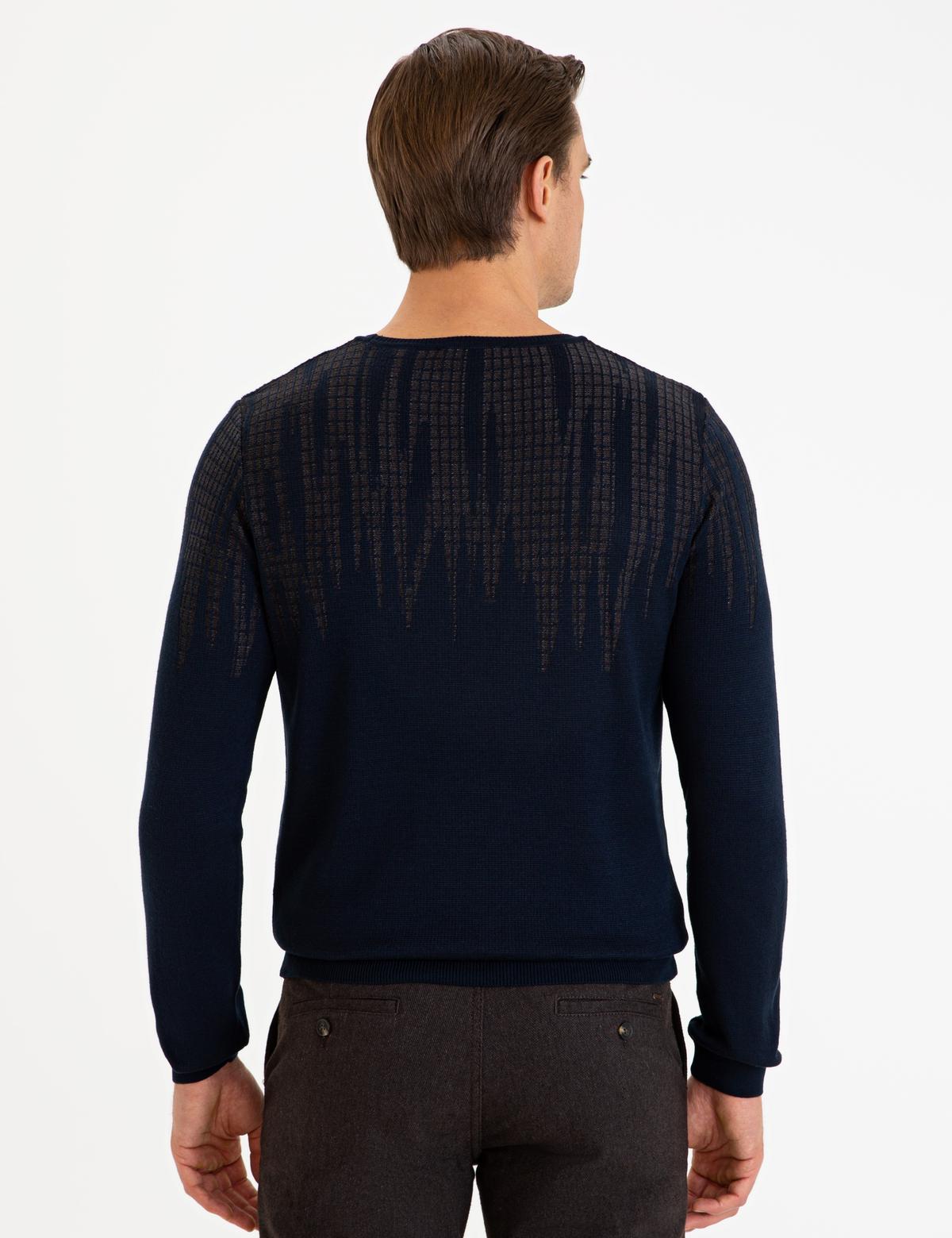 Lacivert Slim Fit Bisiklet Yaka Triko Kazak - 50227828023