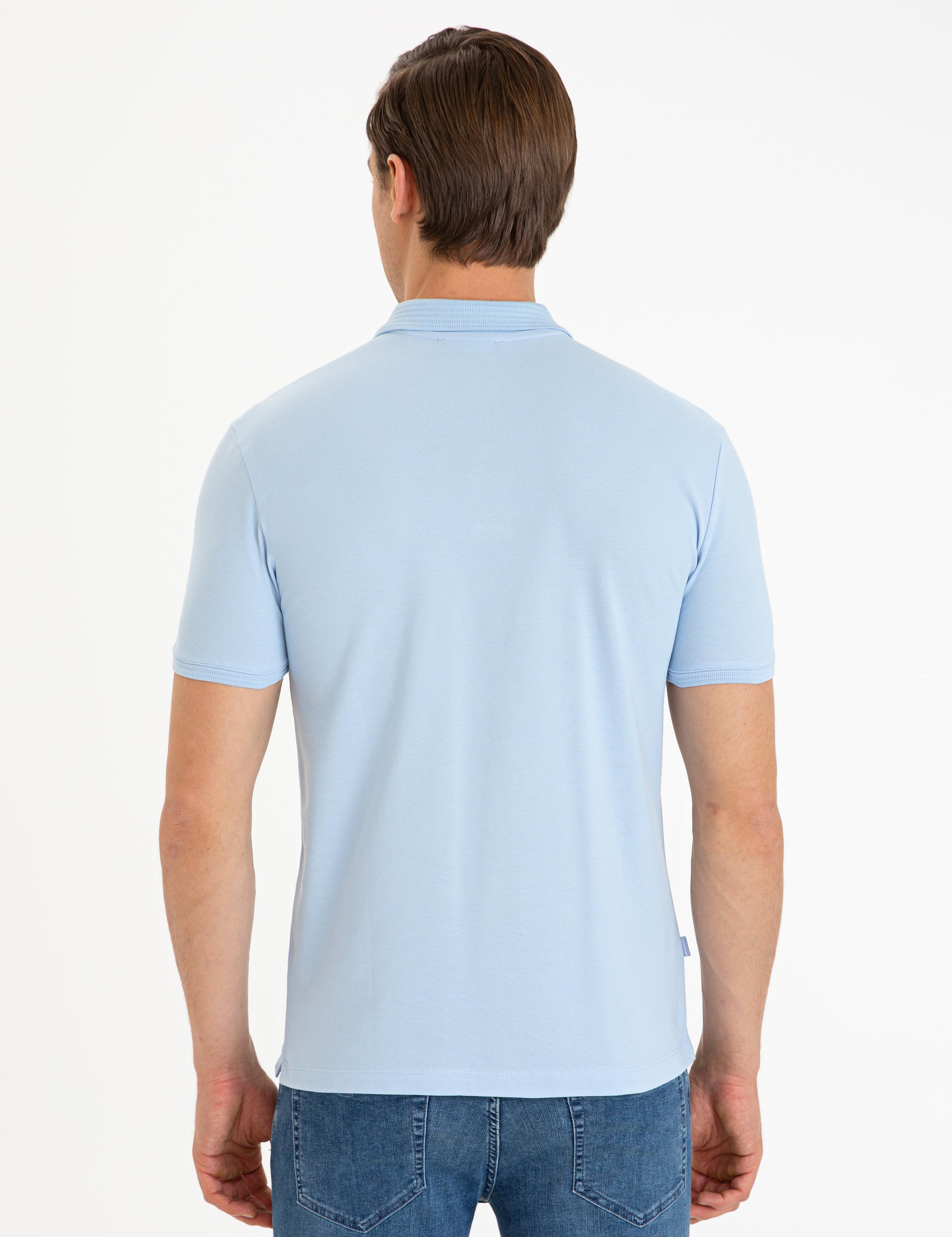 Açık Mavi Slim Fit Polo Yaka Basic Tişört