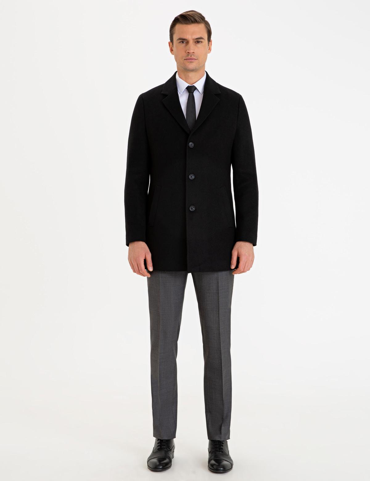Siyah Ekstra Slim Fit Kaban Kaşe - 50233850003
