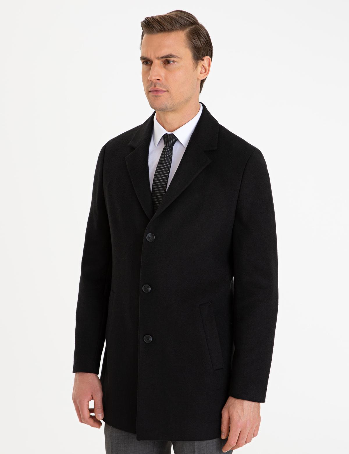 Siyah Ekstra Slim Fit Kaban Kaşe - 50233850003