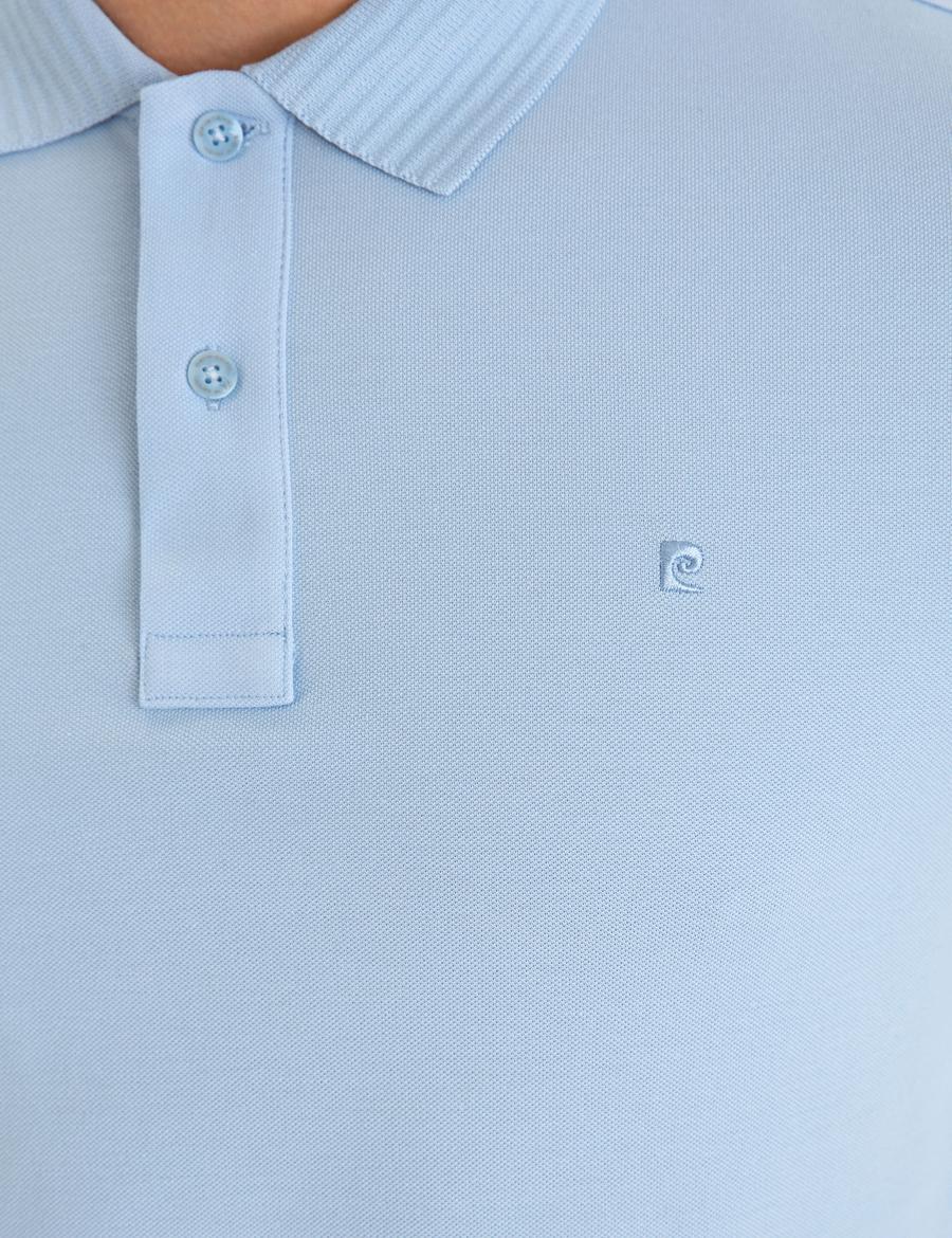 Açık Mavi Slim Fit Polo Yaka Basic Tişört