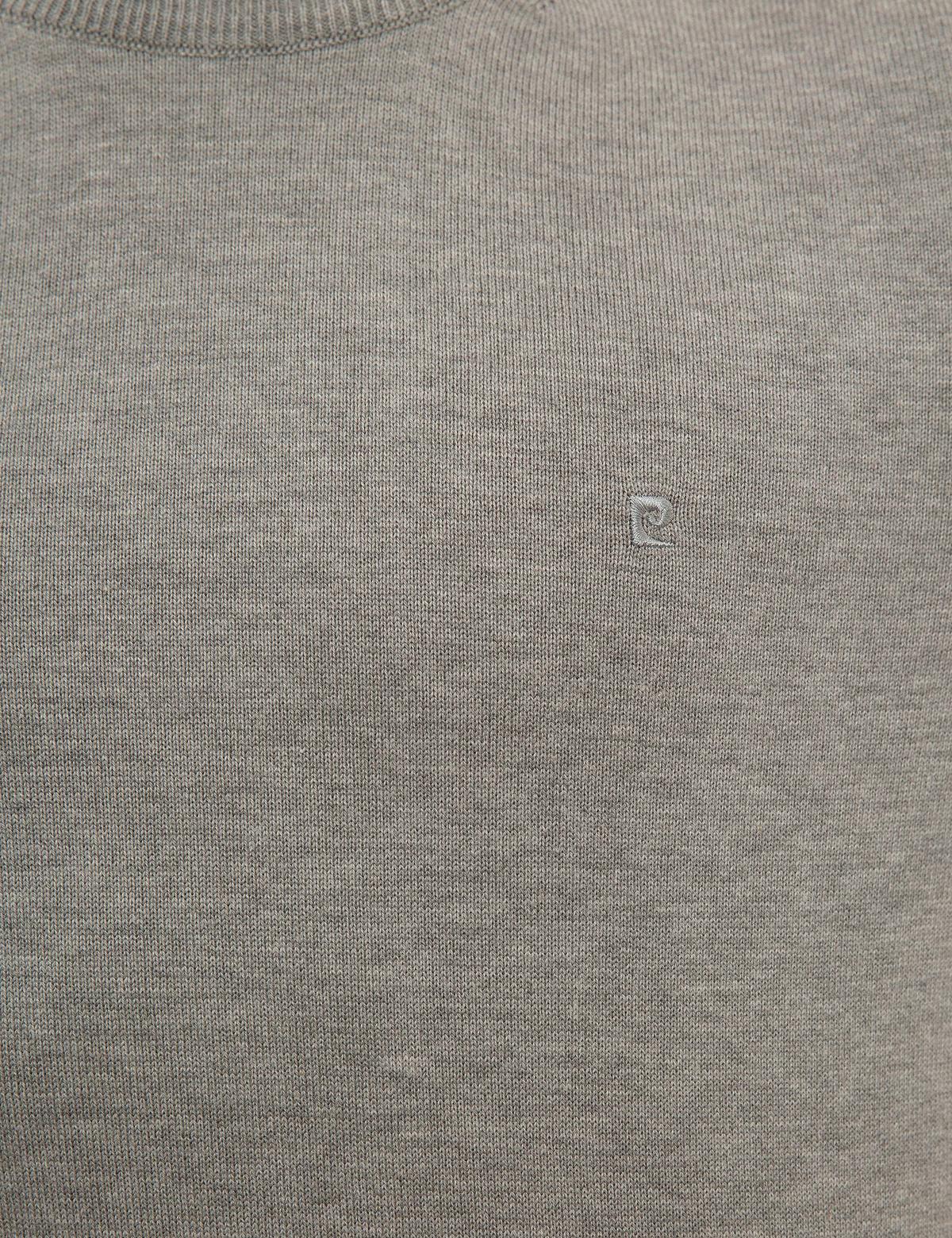 Açık Gri Melanj Slim Fit Yarım Balıkçı Yaka Triko Kazak - 50227091137