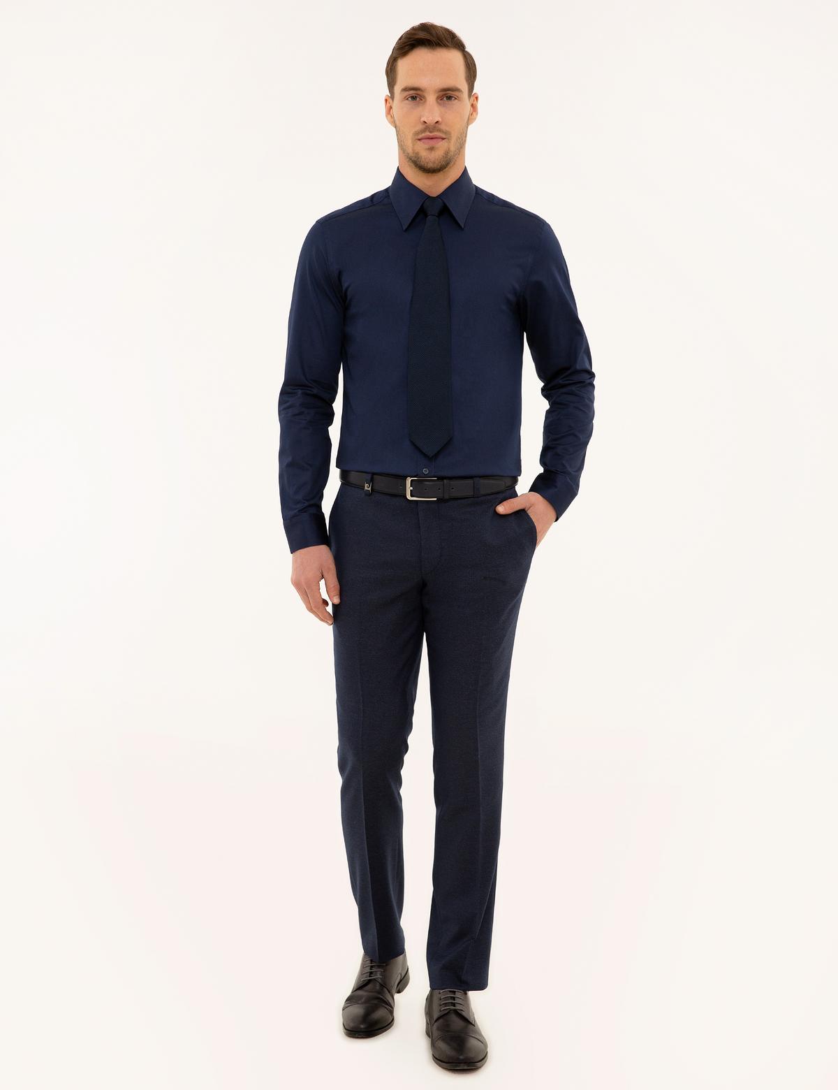 Lacivert Slim Fit Uzun Kollu Gömlek - 50223124040