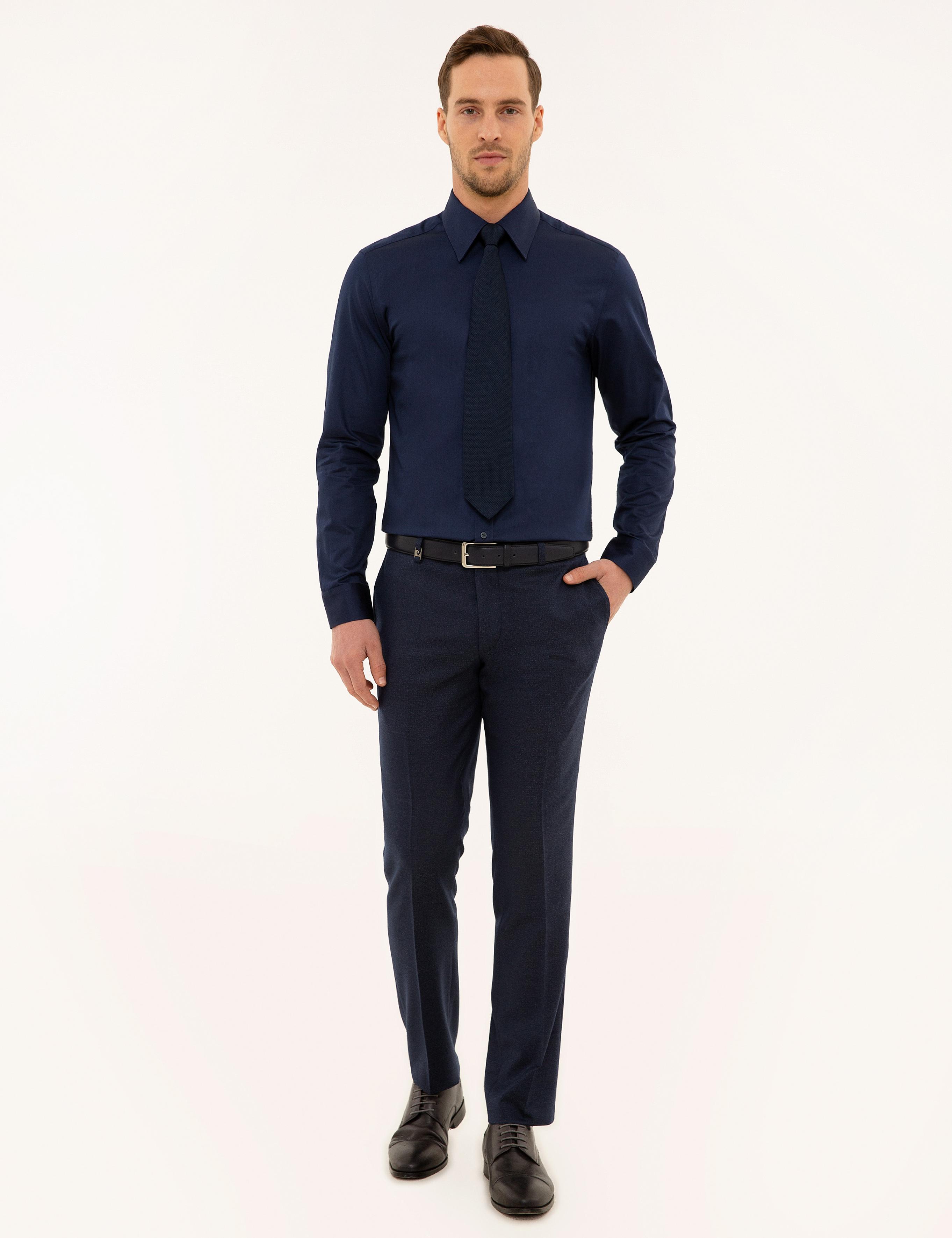 Lacivert Slim Fit Uzun Kollu Gömlek