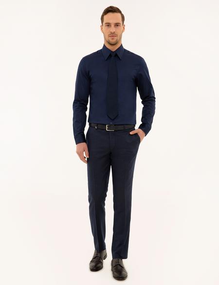 Lacivert Slim Fit Uzun Kollu Gömlek - 50223124040