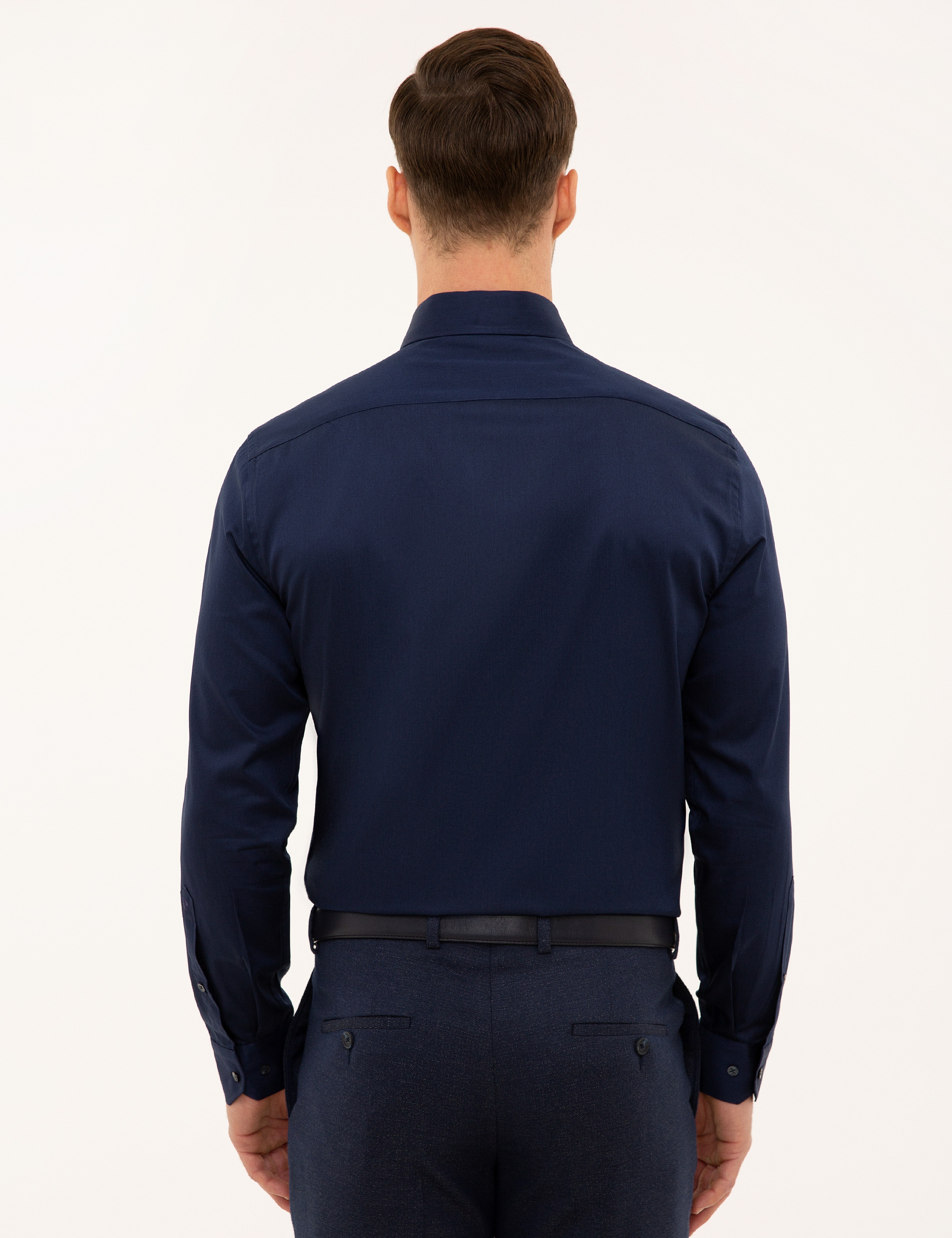 Lacivert Slim Fit Uzun Kollu Gömlek - Image 3