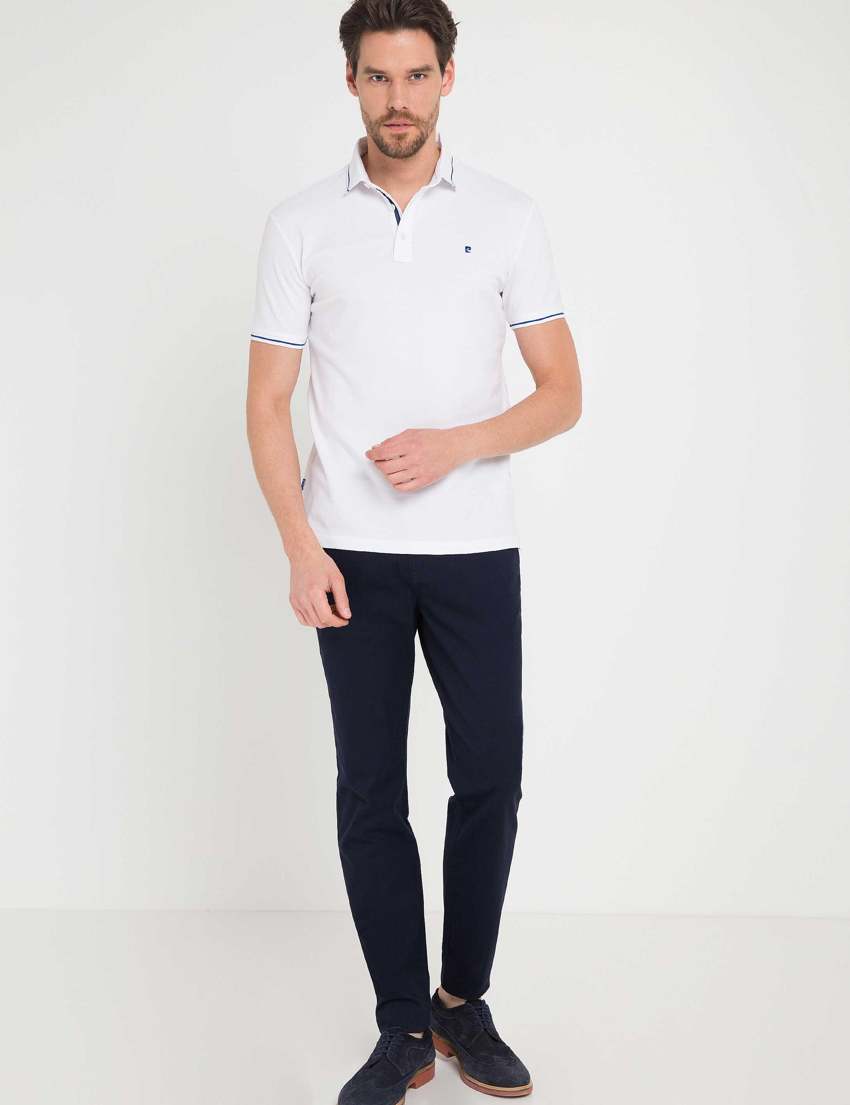 Beyaz Slim Fit Polo Yaka T-Shirt