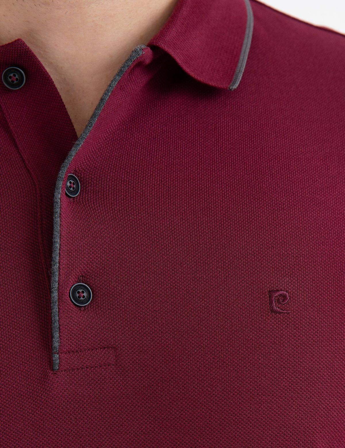 Bordo Slim Fit Polo Yaka Sweatshirt - 50175783104