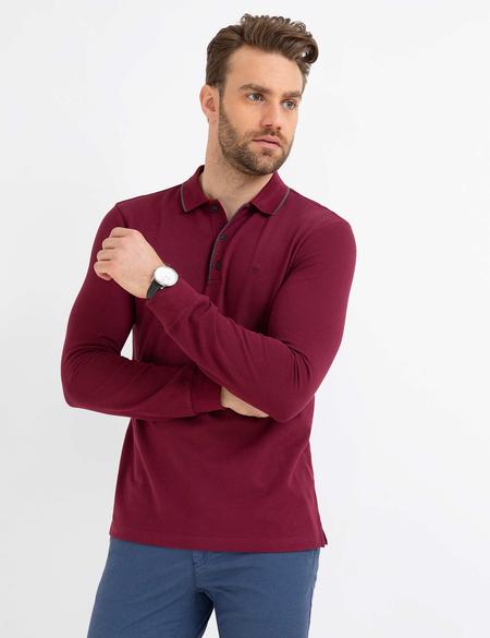 Bordo Slim Fit Polo Yaka Sweatshirt - 50175783104