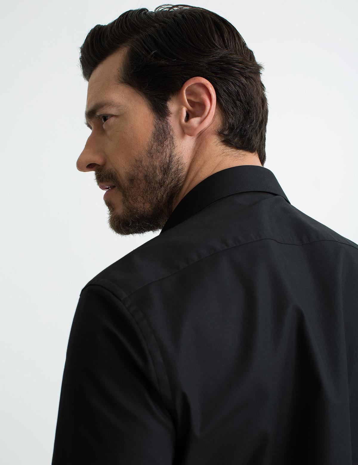 Siyah Regular Fit Basic Gömlek - 50189516024