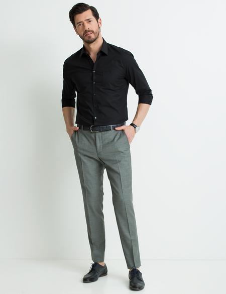 Siyah Regular Fit Basic Gömlek - 50189516024