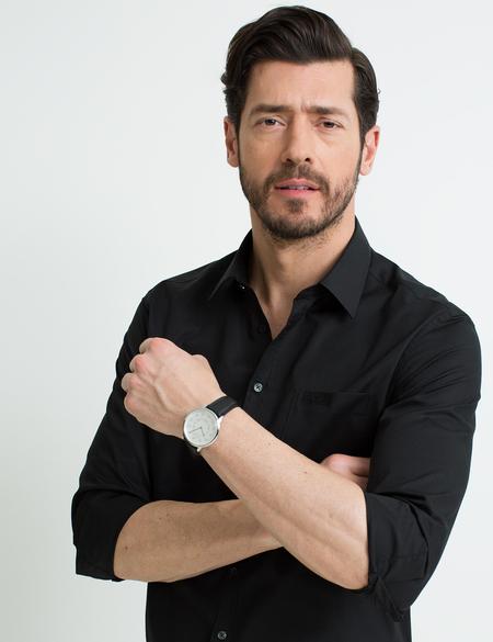 Siyah Regular Fit Basic Gömlek - 50189516024