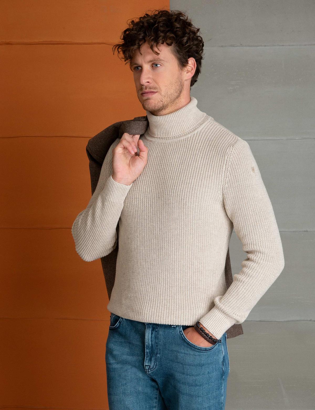 Bej Slim Fit Kazak - 50193385077