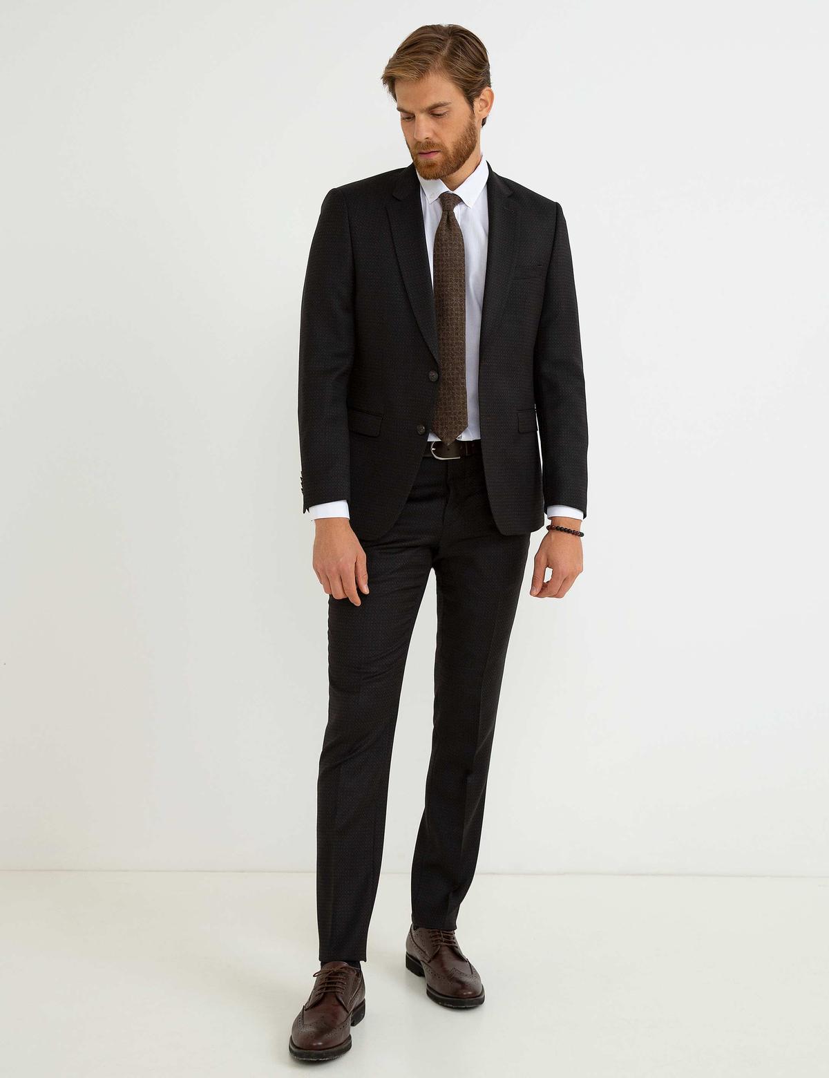 Kahverengi Slim Fit Takım Elbise