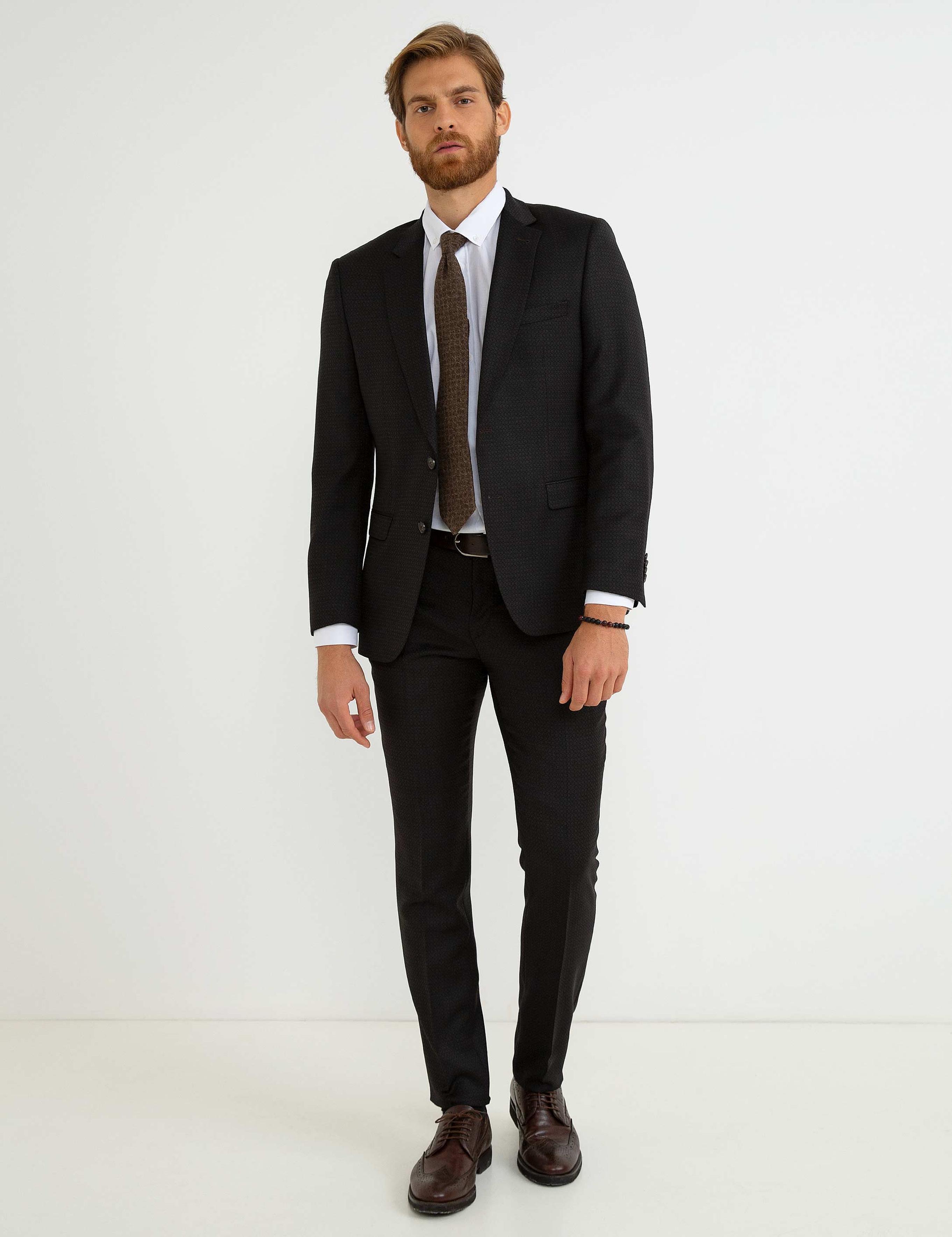Kahverengi Slim Fit Takım Elbise