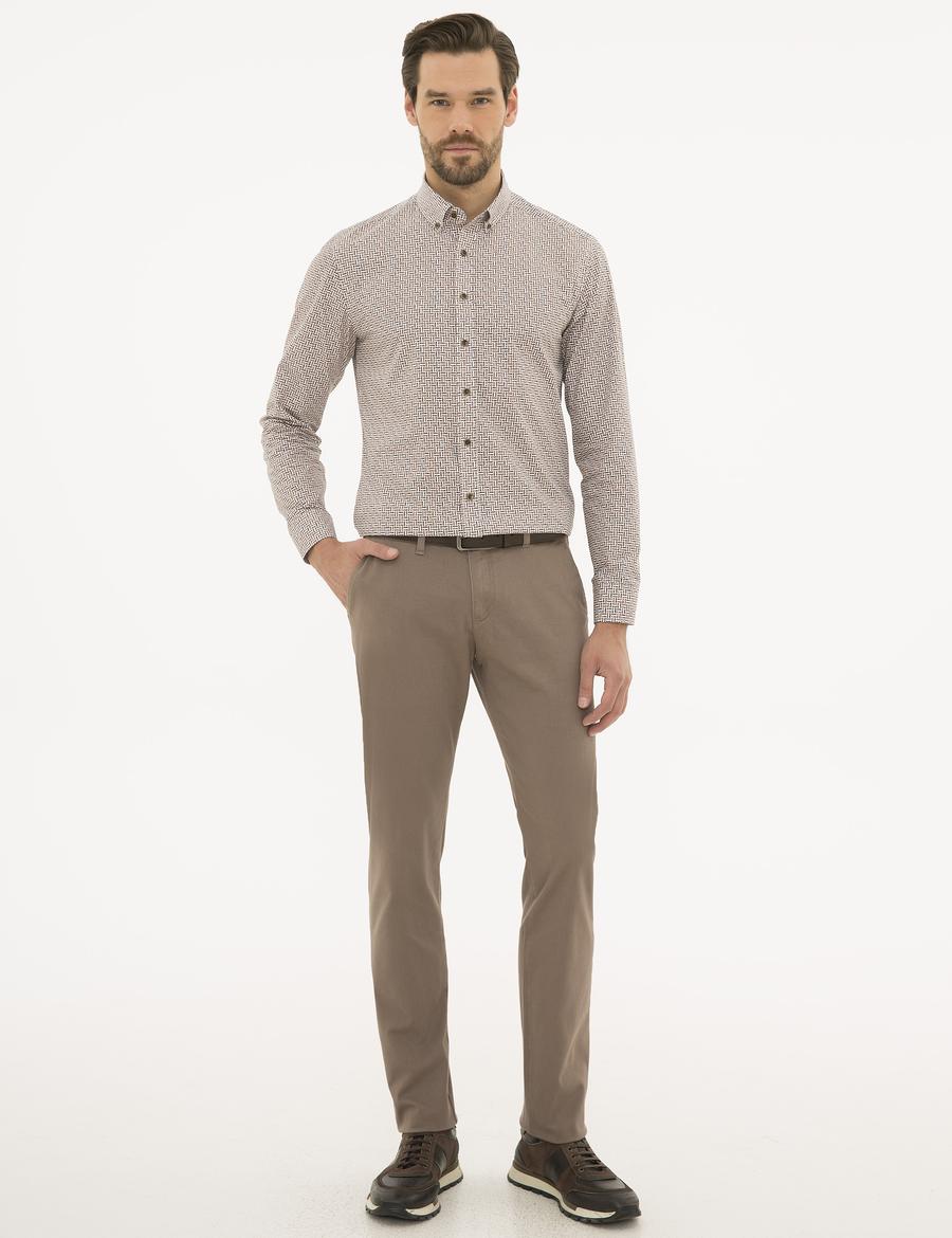 Kahverengi Slim Fit Chino Pantolon