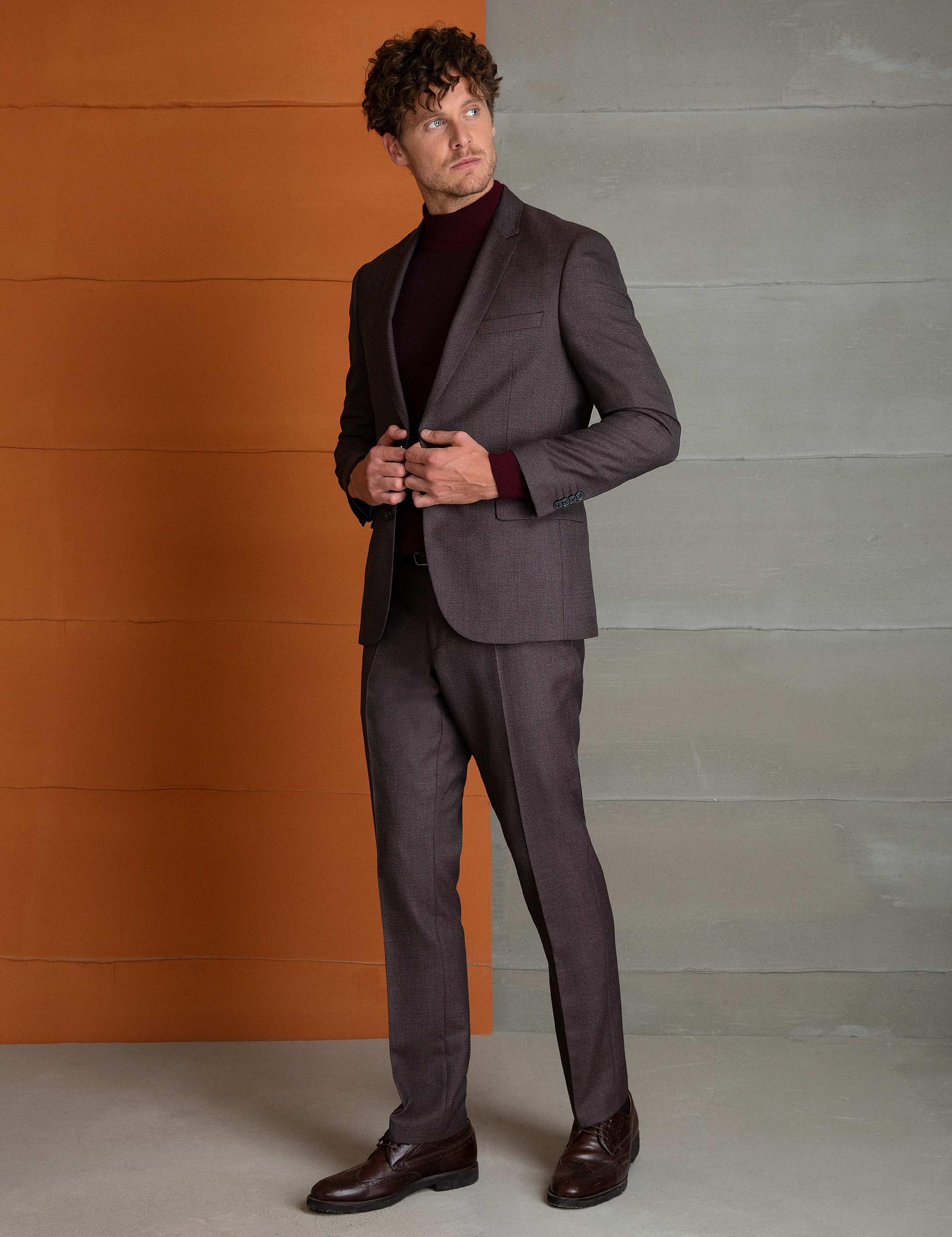 Bordo Slim Fit Takım Elbise