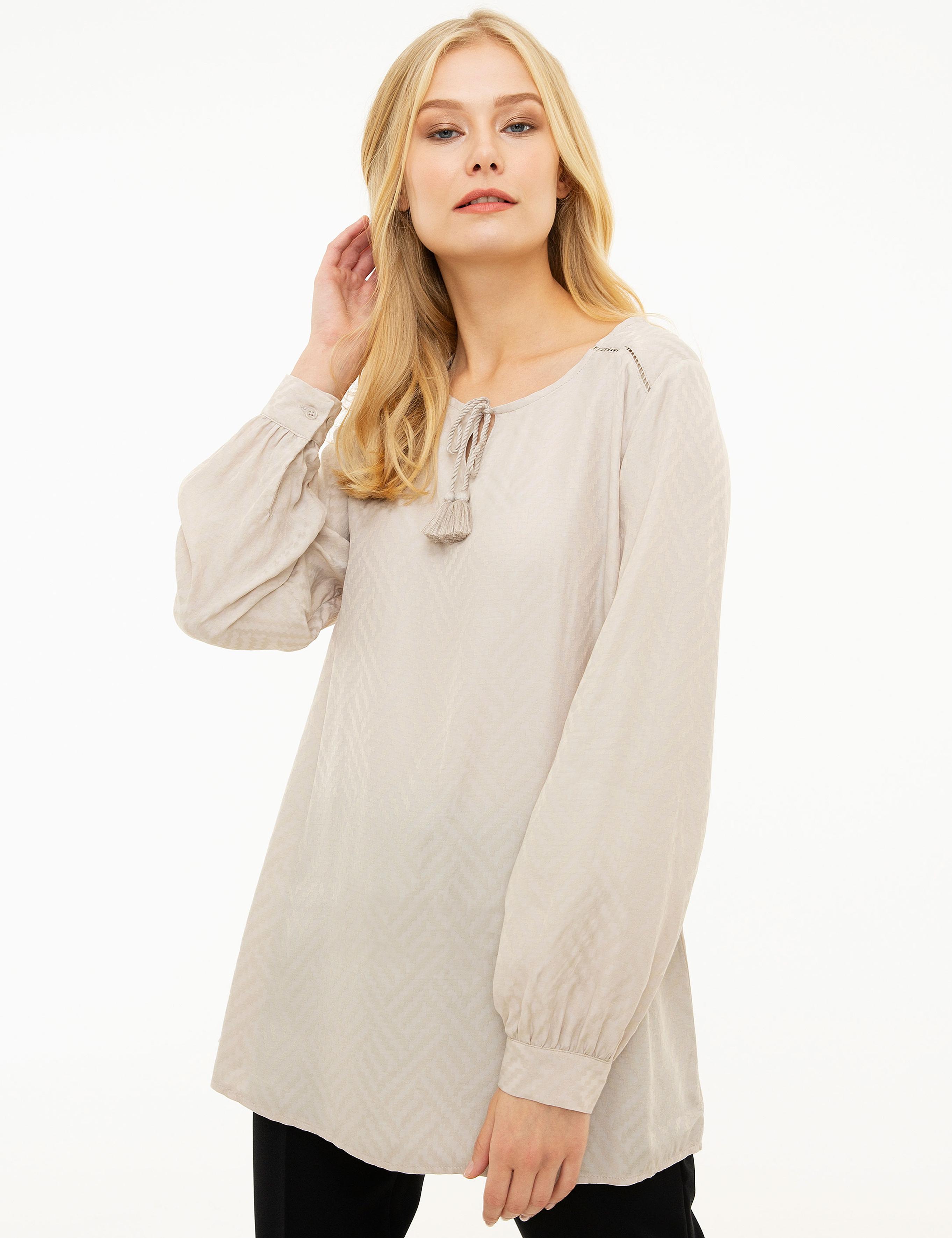 Gri Comfort Fashion Yaka Bluz