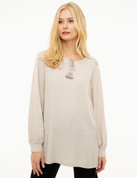 Gri Comfort Fashion Yaka Bluz - 50204428001