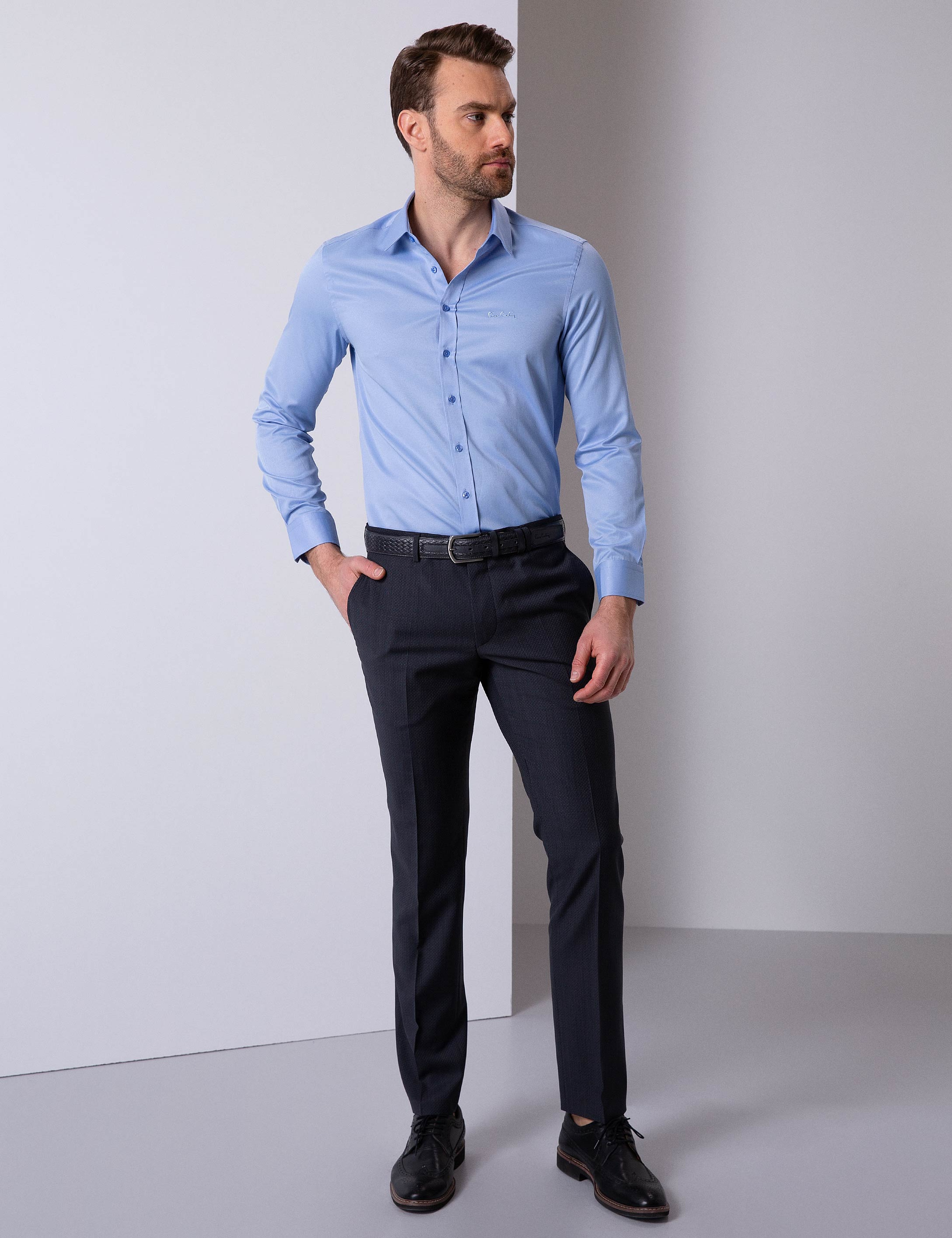 Mavi Slim Fit Uzun Kollu Basic Gömlek