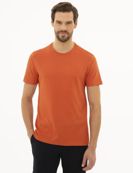 Kırmızı Slim Fit Bisiklet Yaka Tişört - 50218553037