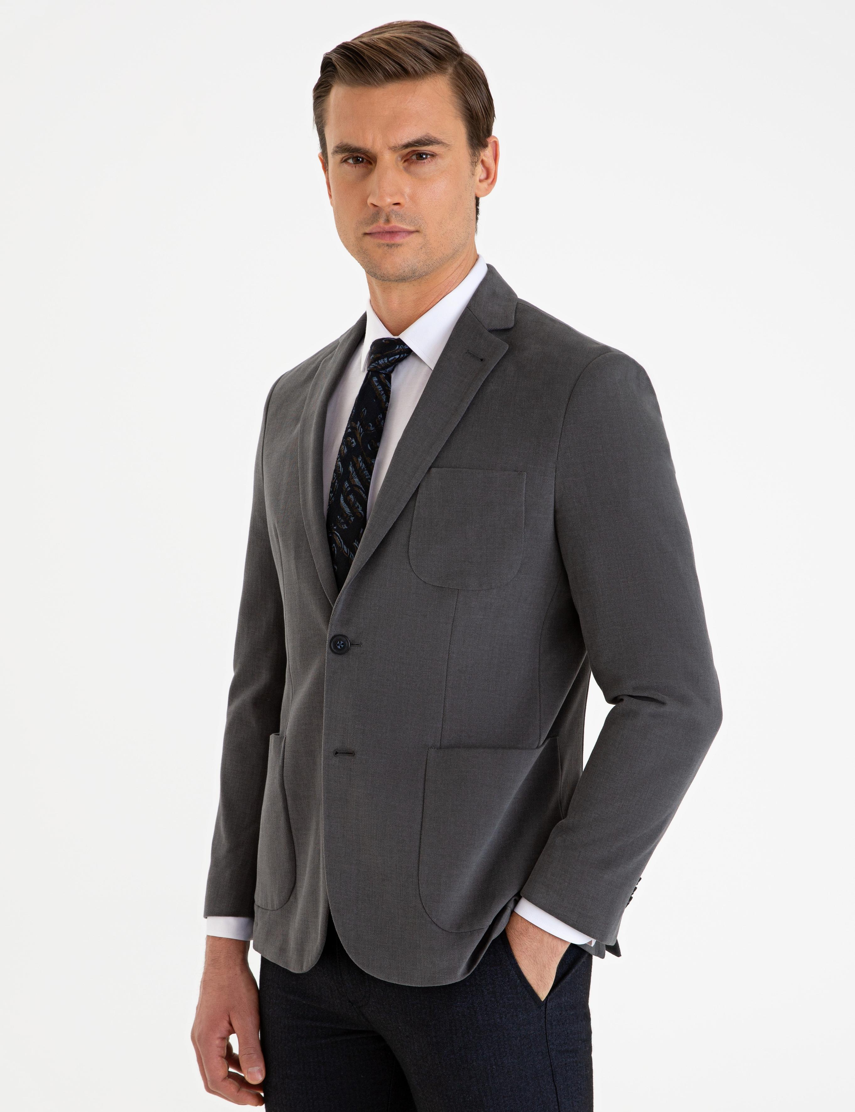 Antrasit Slim Fit Ceket